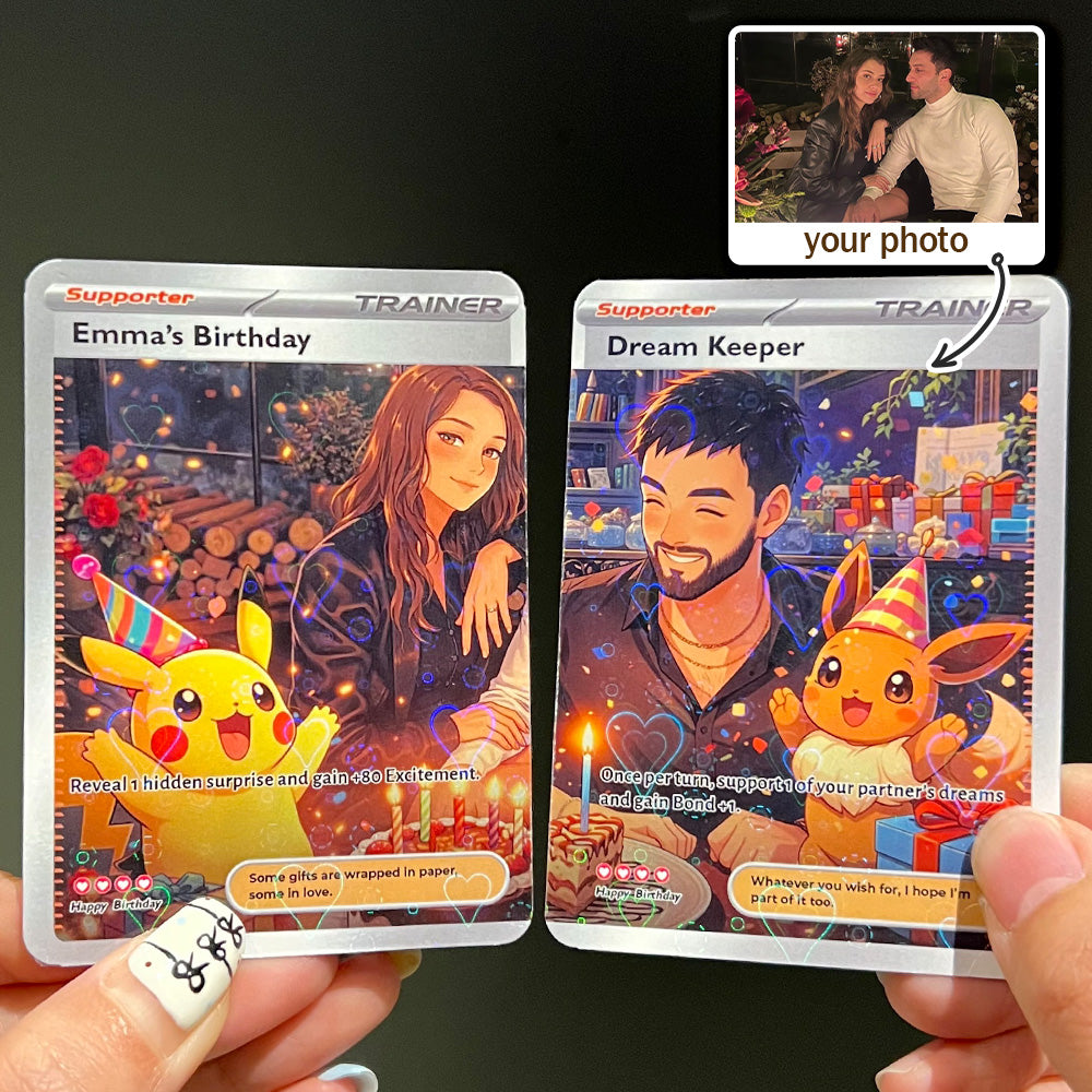 2-Card SetđPersonalized Couple Anime Supporter Trainer Connecting Art Card