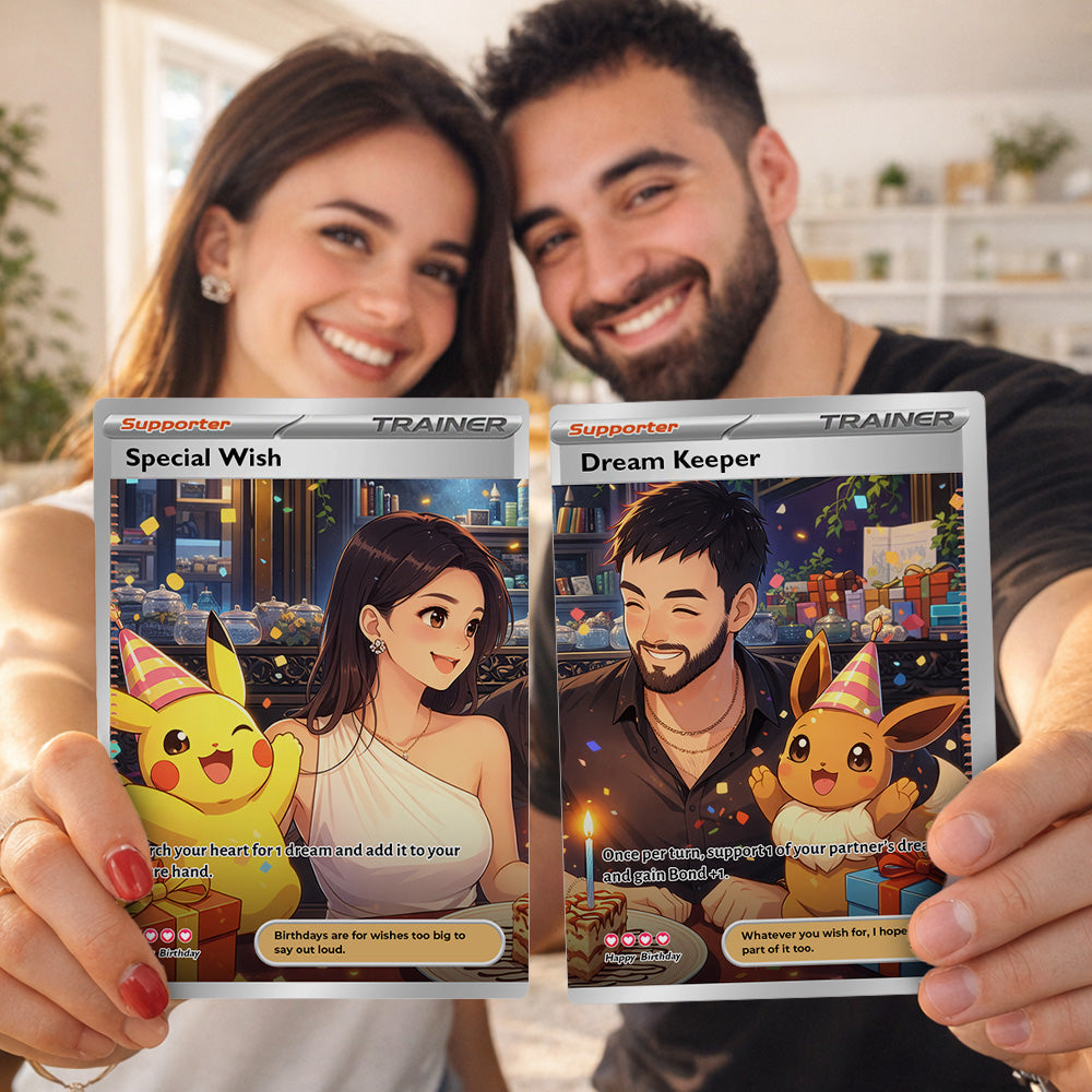 2-Card SetđPersonalized Couple Anime Supporter Trainer Connecting Art Card