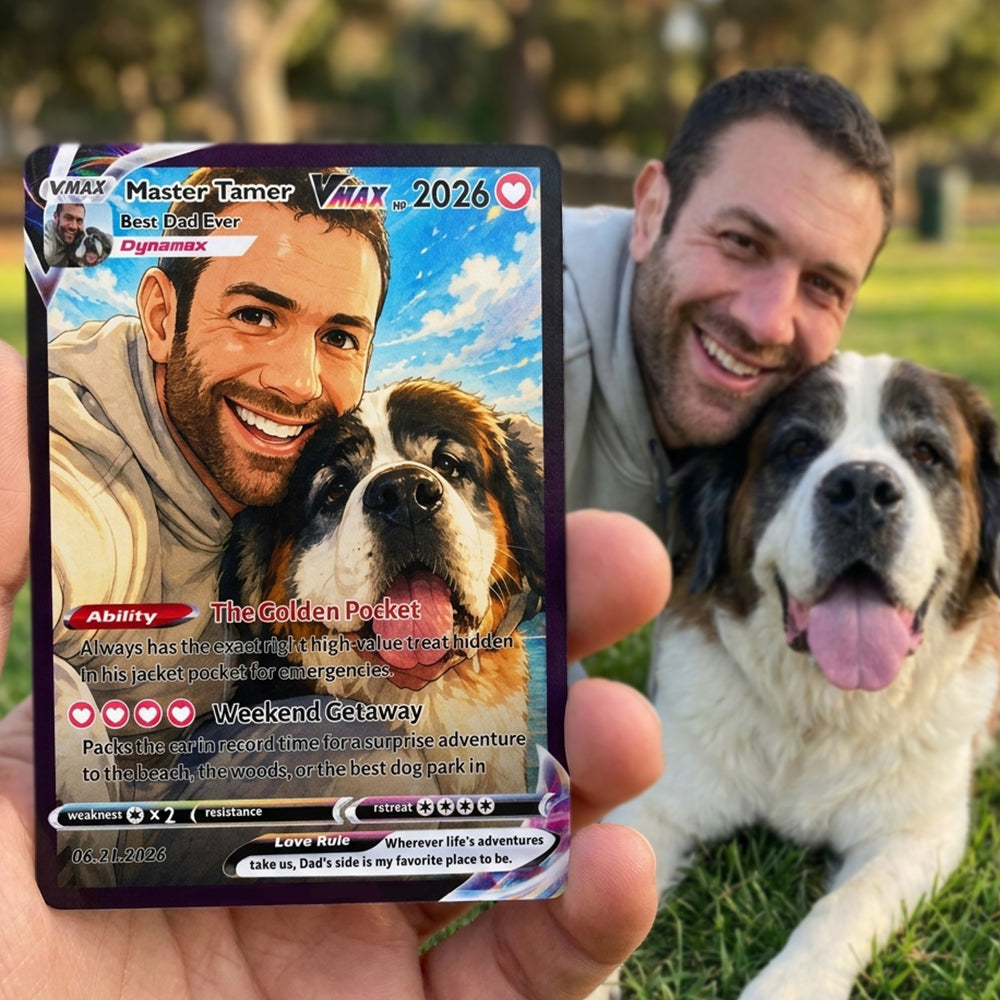 50% OFFđ¶Custom Dad & Pet Anime Poke Card V/VMAX/GX/EX, Father's Day Gift