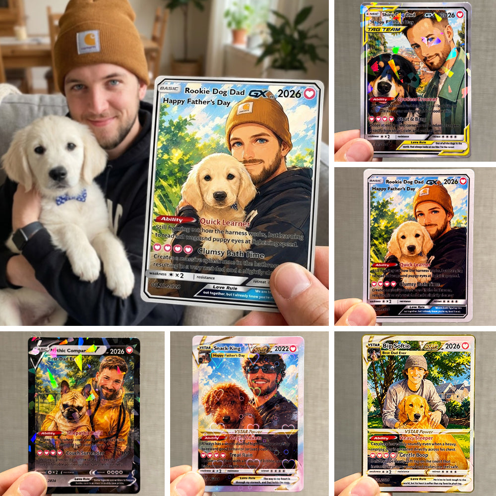 50% OFFđ¶Custom Dad & Pet Anime Poke Card V/VMAX/GX/EX, Father's Day Gift