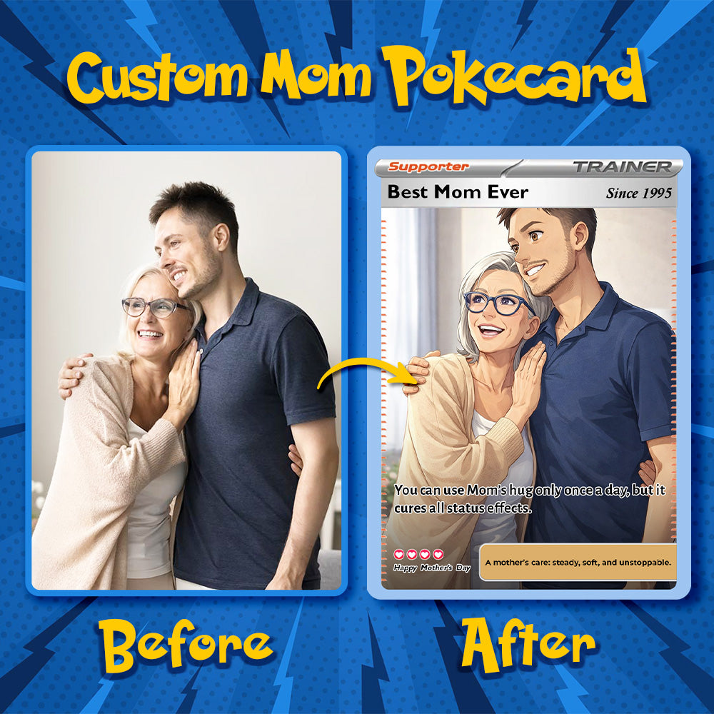 50% OFFđˇPersonalized Mom Anime Supporter Trainer Card Pokecard, Mother's Day