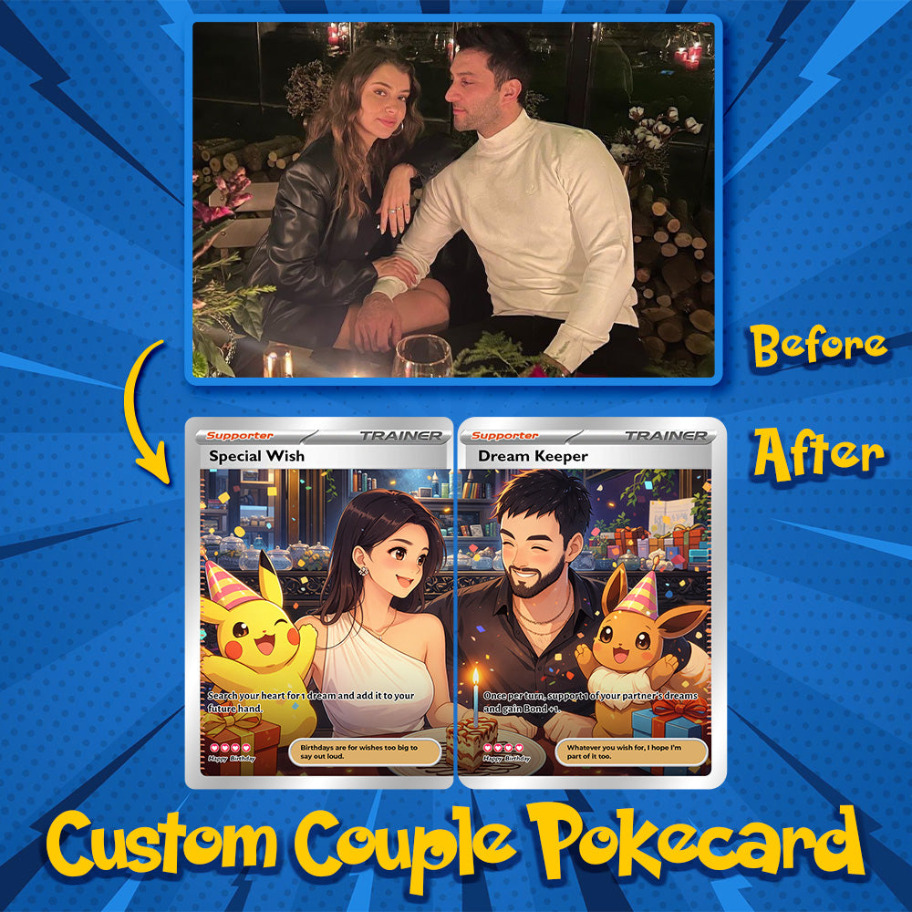 2-Card SetđPersonalized Couple Anime Supporter Trainer Connecting Art Card