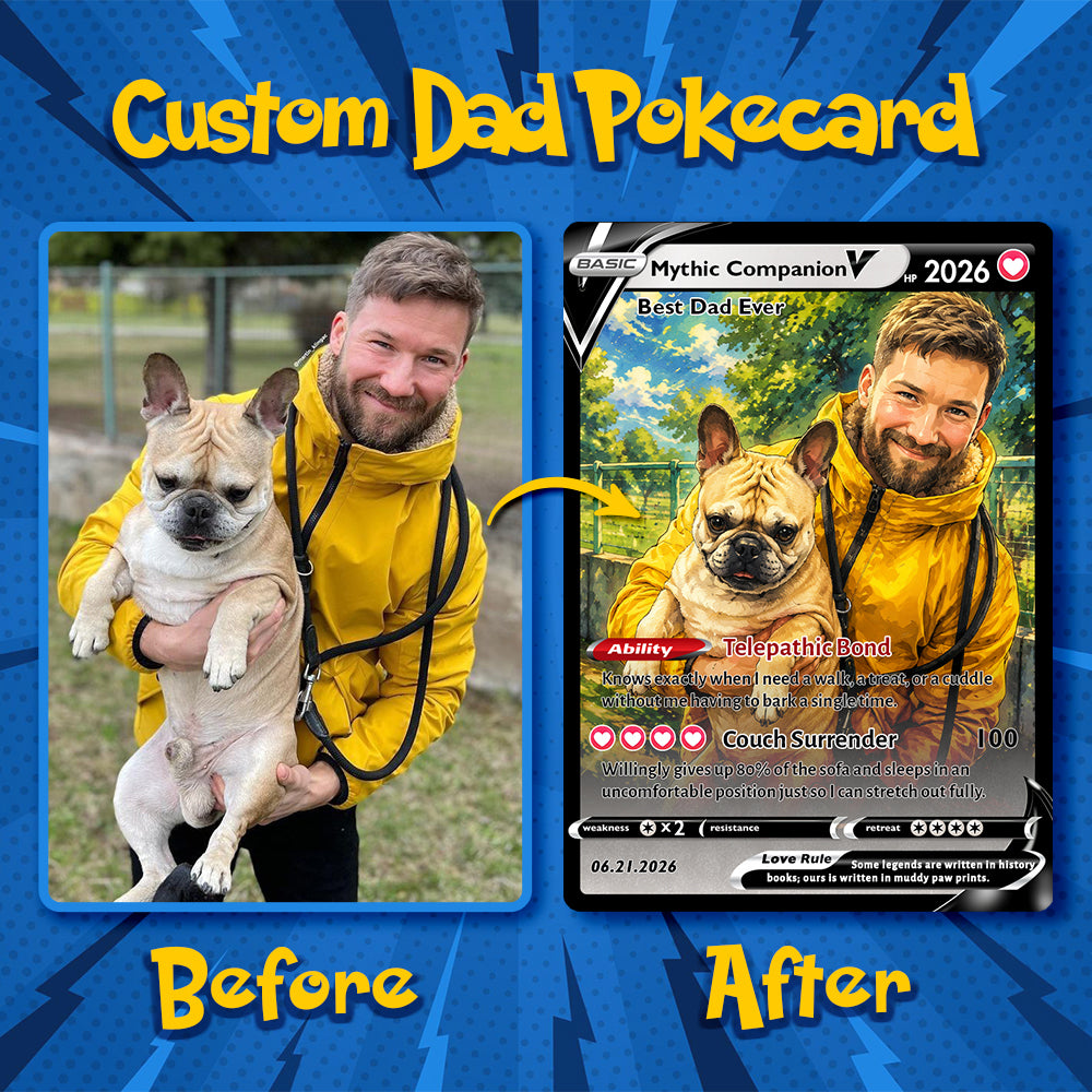 50% OFFđ¶Custom Dad & Pet Anime Poke Card V/VMAX/GX/EX, Father's Day Gift