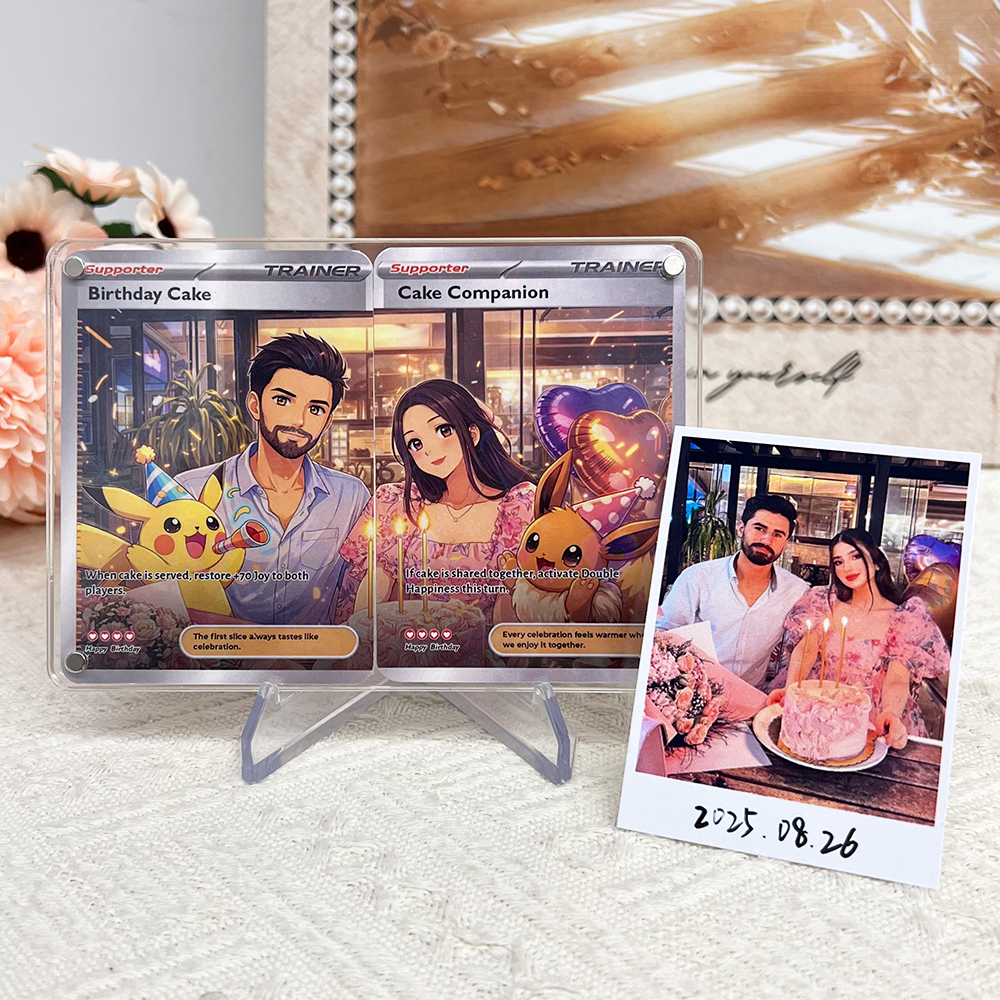 2-Card SetđPersonalized Couple Anime Supporter Trainer Connecting Art Card
