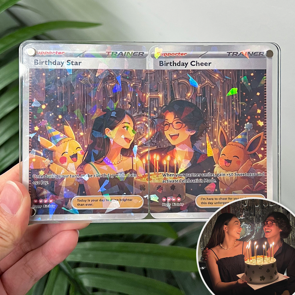 2-Card SetđPersonalized Couple Anime Supporter Trainer Connecting Art Card