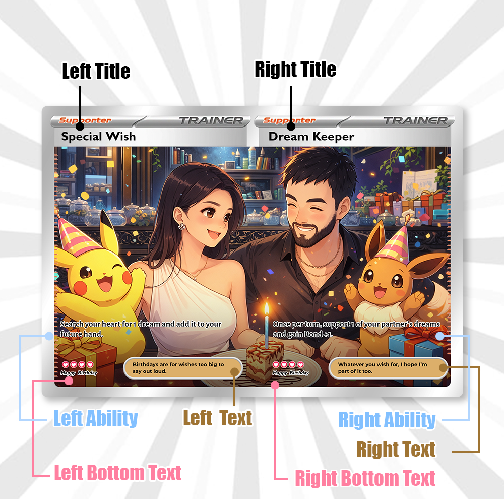 2-Card SetđPersonalized Couple Anime Supporter Trainer Connecting Art Card