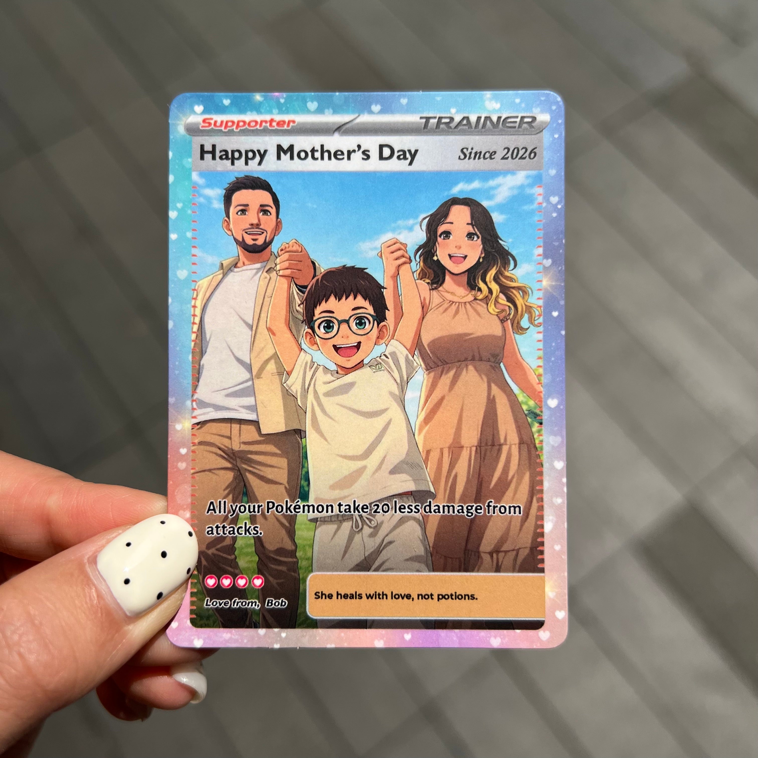 50% OFFđˇPersonalized Mom Anime Supporter Trainer Card Pokecard, Mother's Day