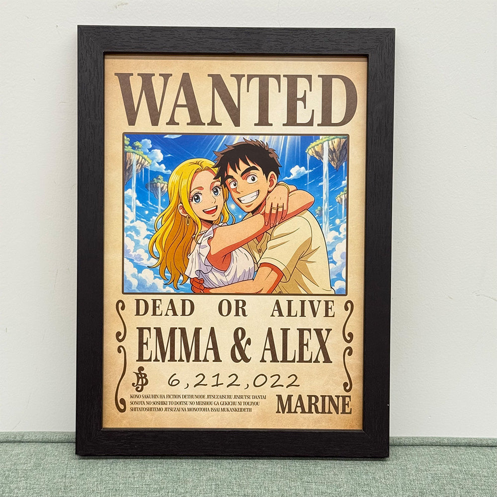 Custom Anime Wanted Couple Portrait, Pirate Theme Frame Gift⚓