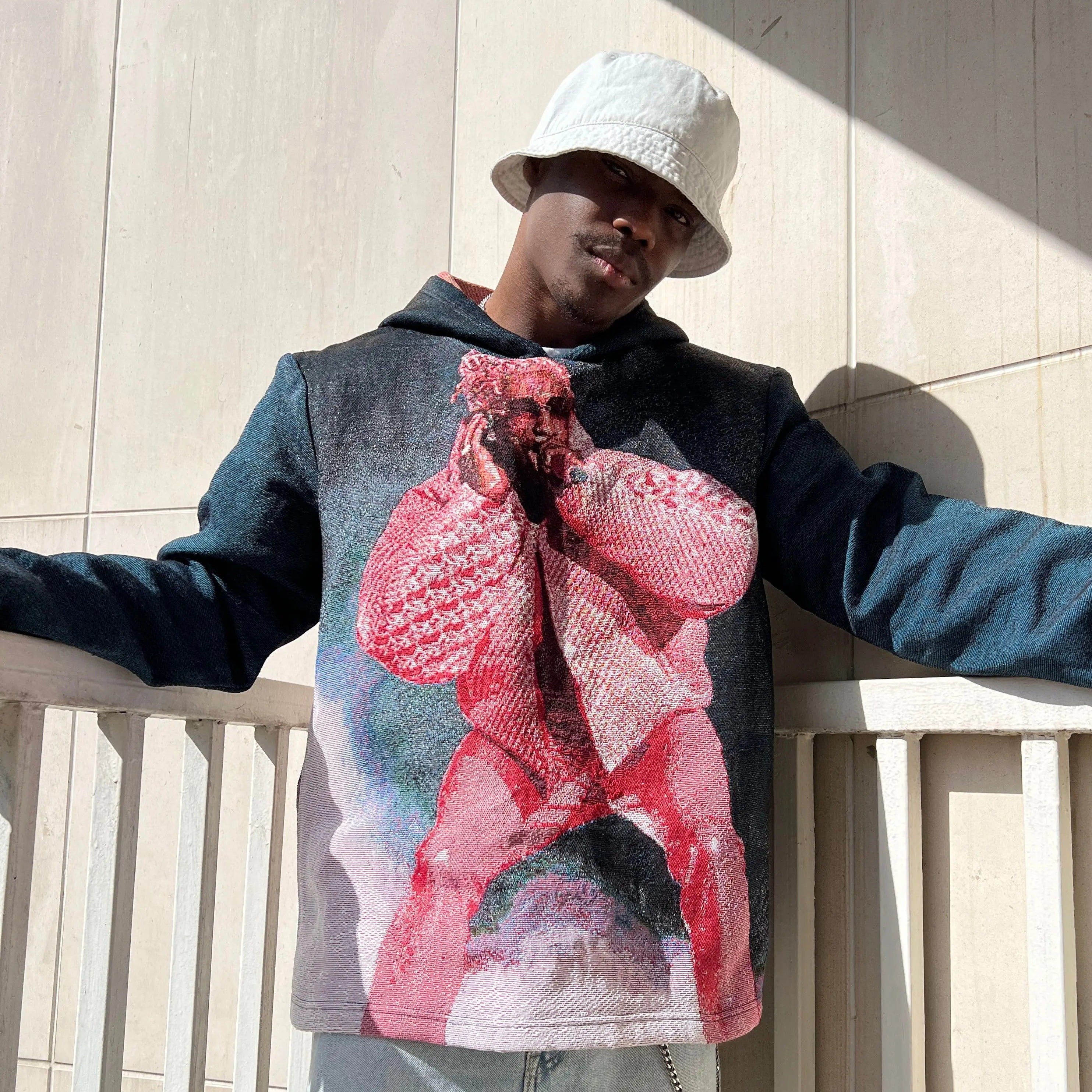 PINK THUG TAPESTRY HOODIE