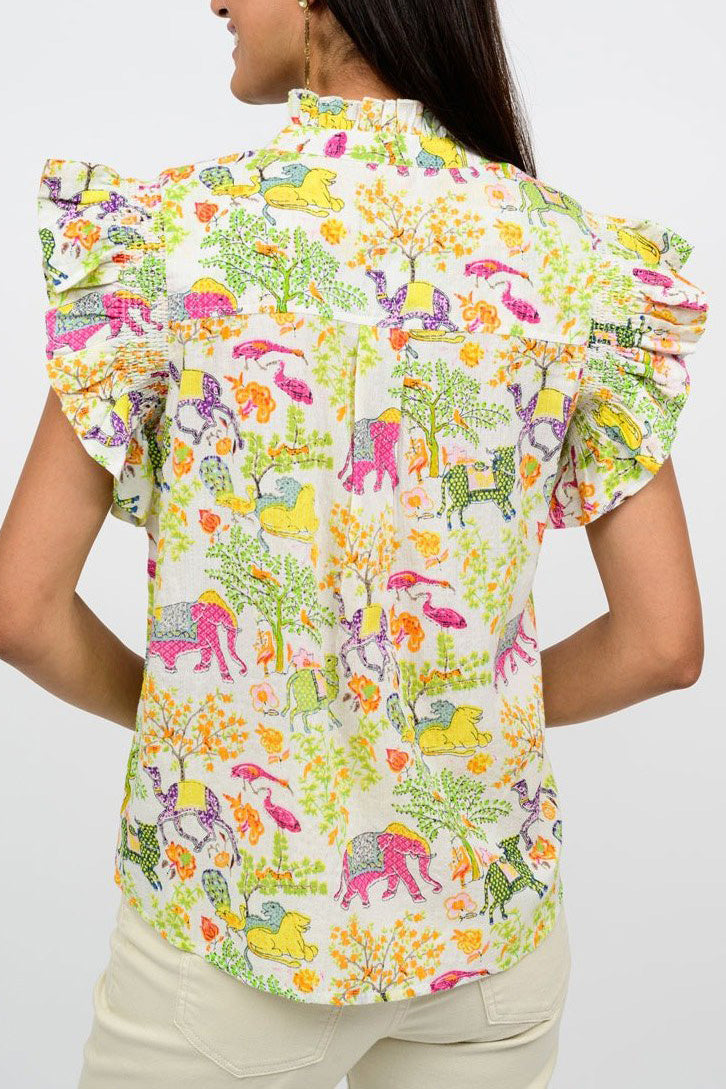 Animal Fair Flutter Sleeve Top