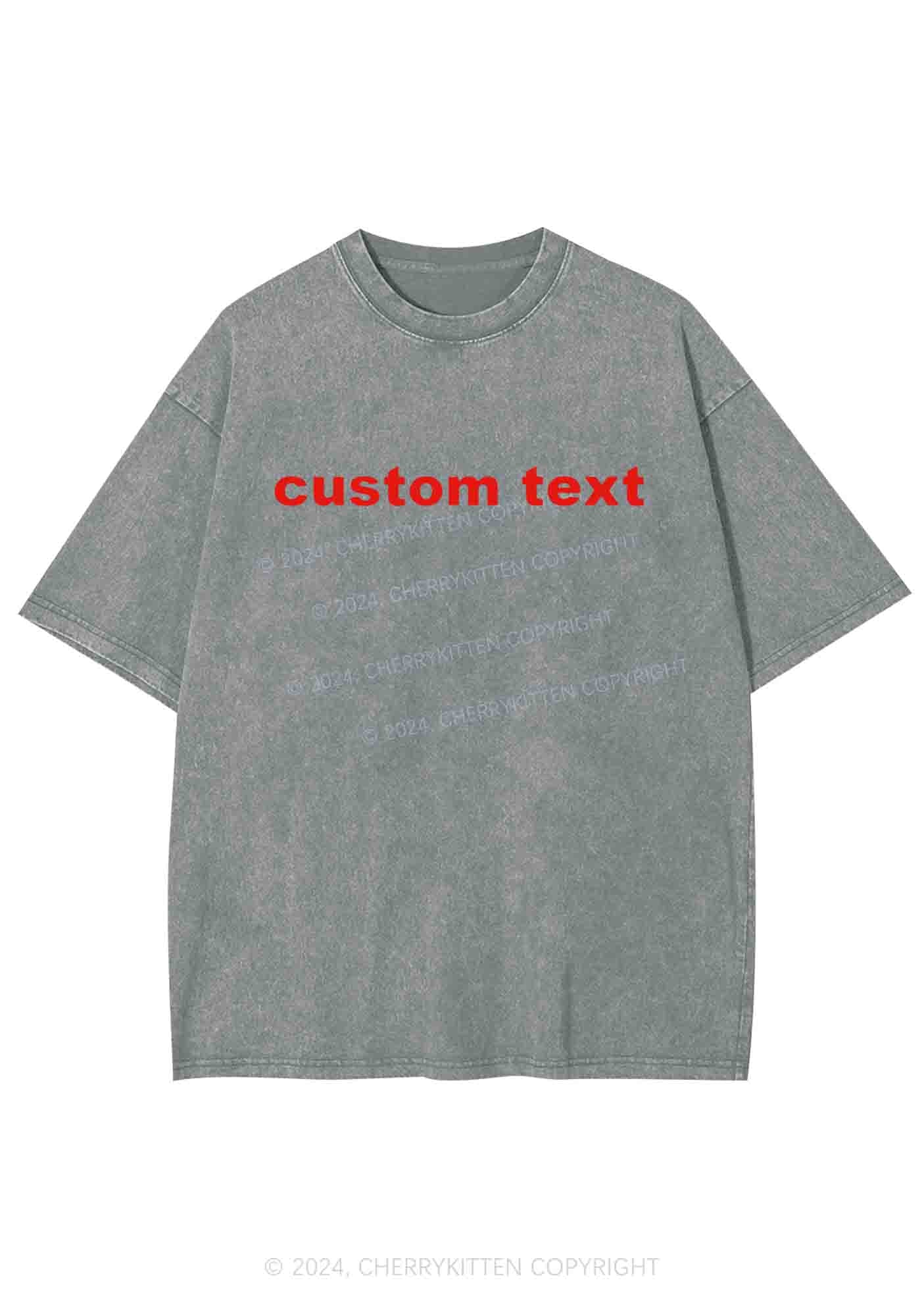 Custom Text Y2K Washed Tee Cherrykitten