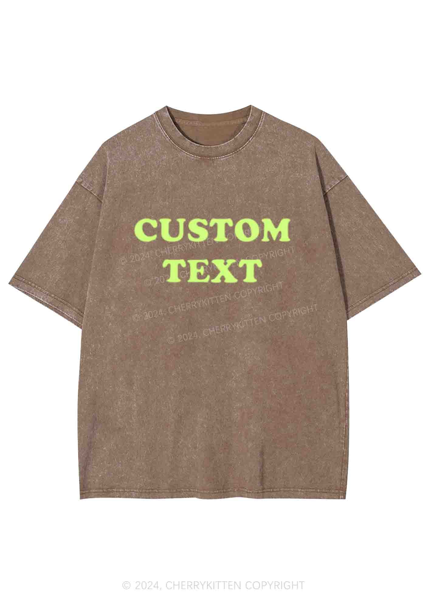 Custom Text Y2K Washed Tee Cherrykitten