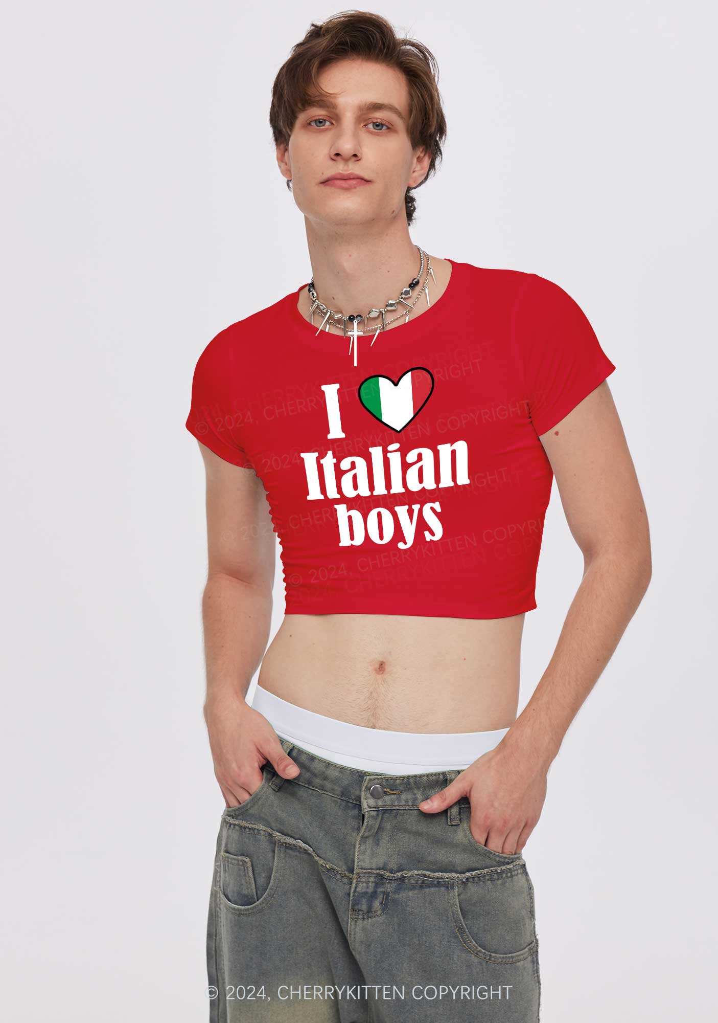 I Love Italian Boys Y2K Baby Tee Cherrykitten