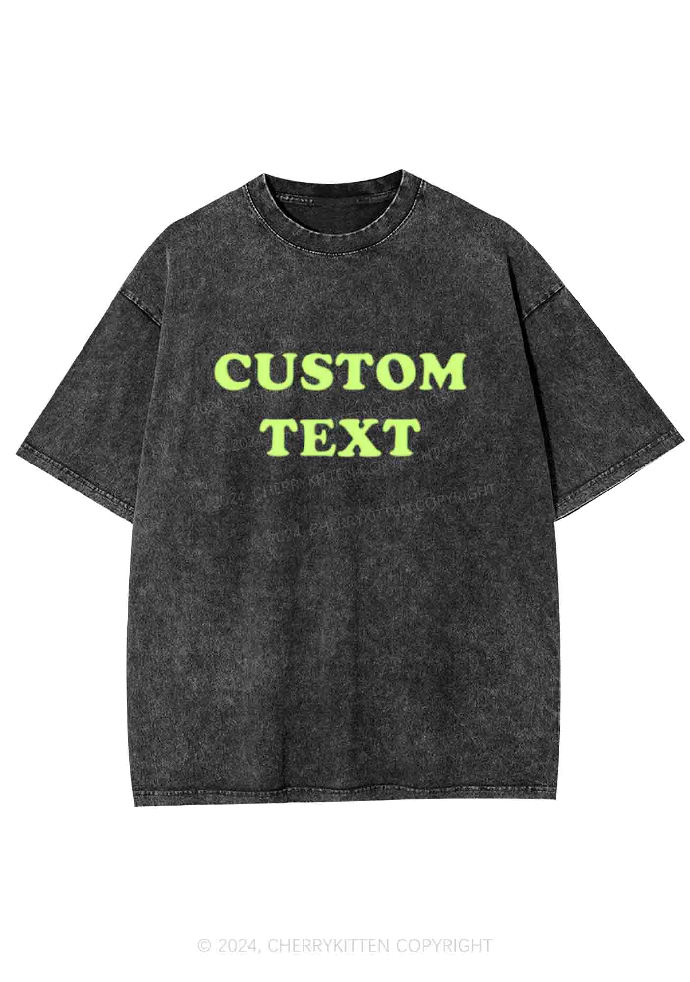 Custom Text Y2K Washed Tee Cherrykitten