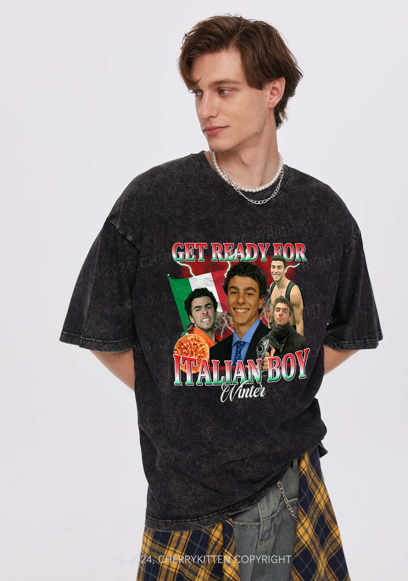 Italian Boy Winter Luigi Y2K Washed Tee Cherrykitten