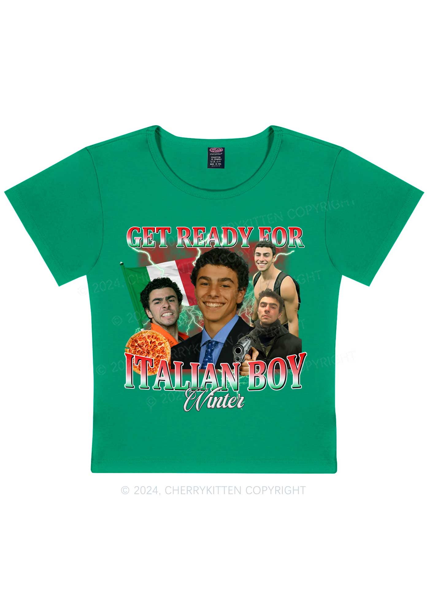 Italian Boy Winter Luigi Y2K Baby Tee Cherrykitten