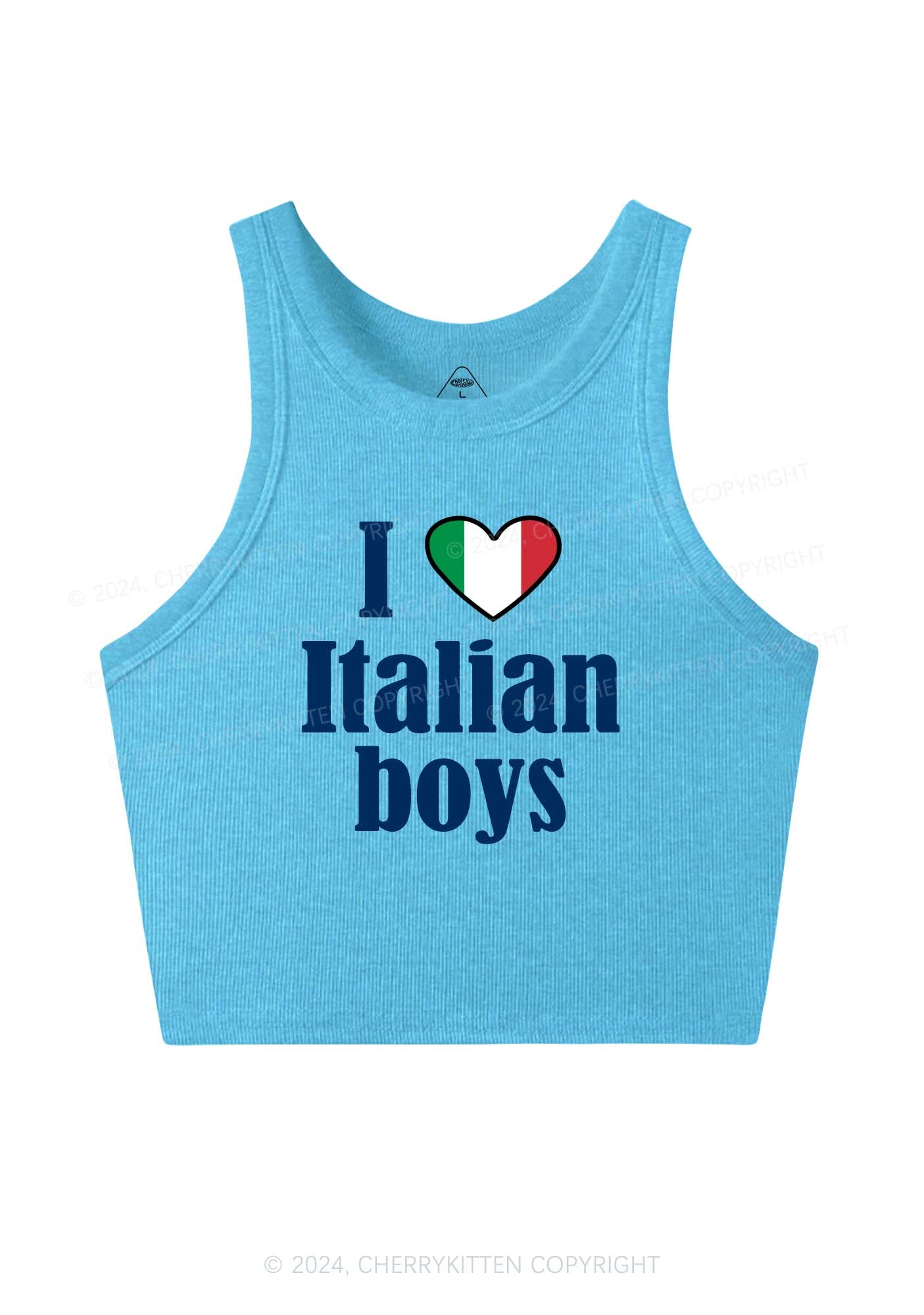 I Love Italian Boys Y2K Crop Tank Top Cherrykitten