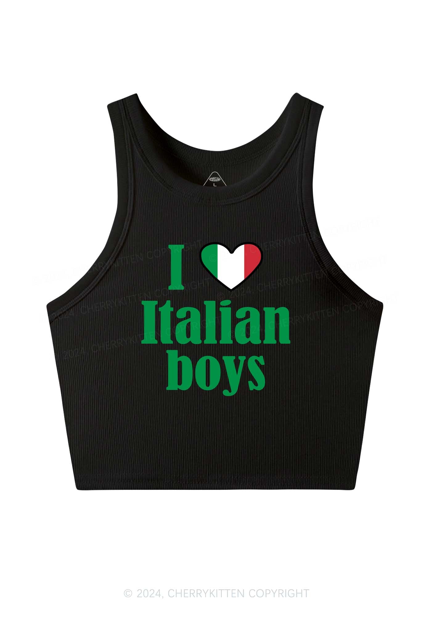 I Love Italian Boys Y2K Crop Tank Top Cherrykitten