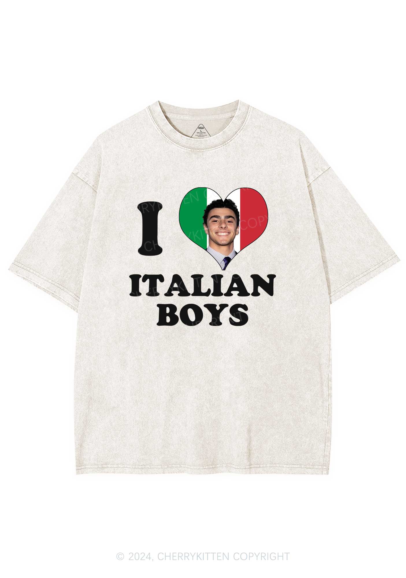 I Love Italian Luigi Y2K Washed Tee Cherrykitten