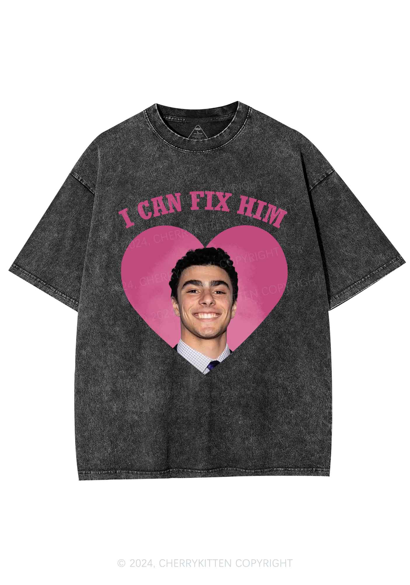 Fix Him Luigi Heart Y2K Washed Tee Cherrykitten