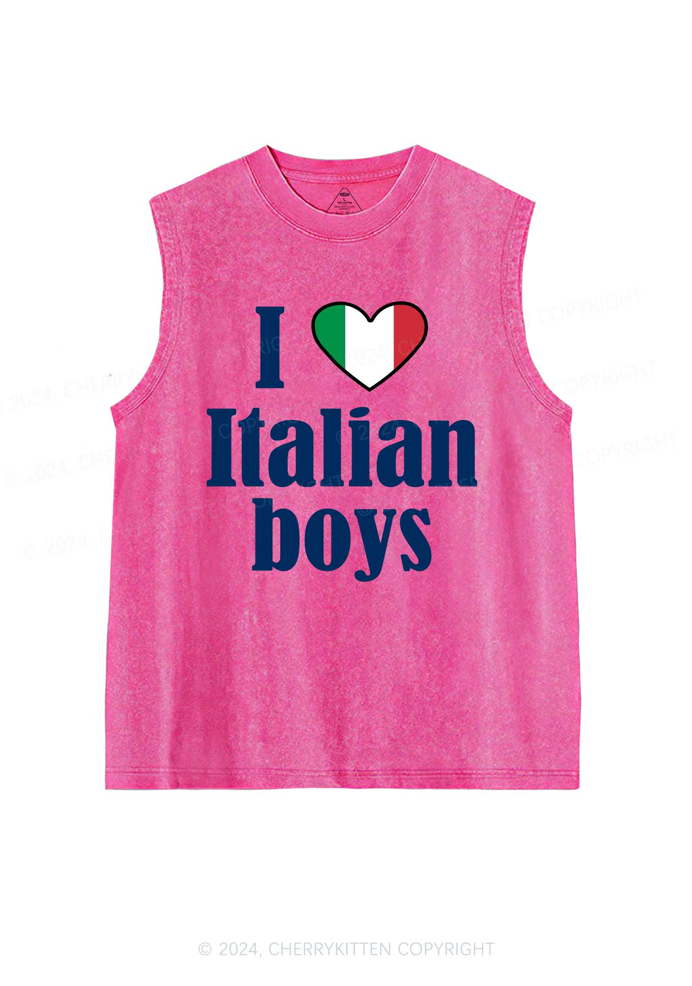 I Love Italian Boys Y2K Washed Tank Cherrykitten