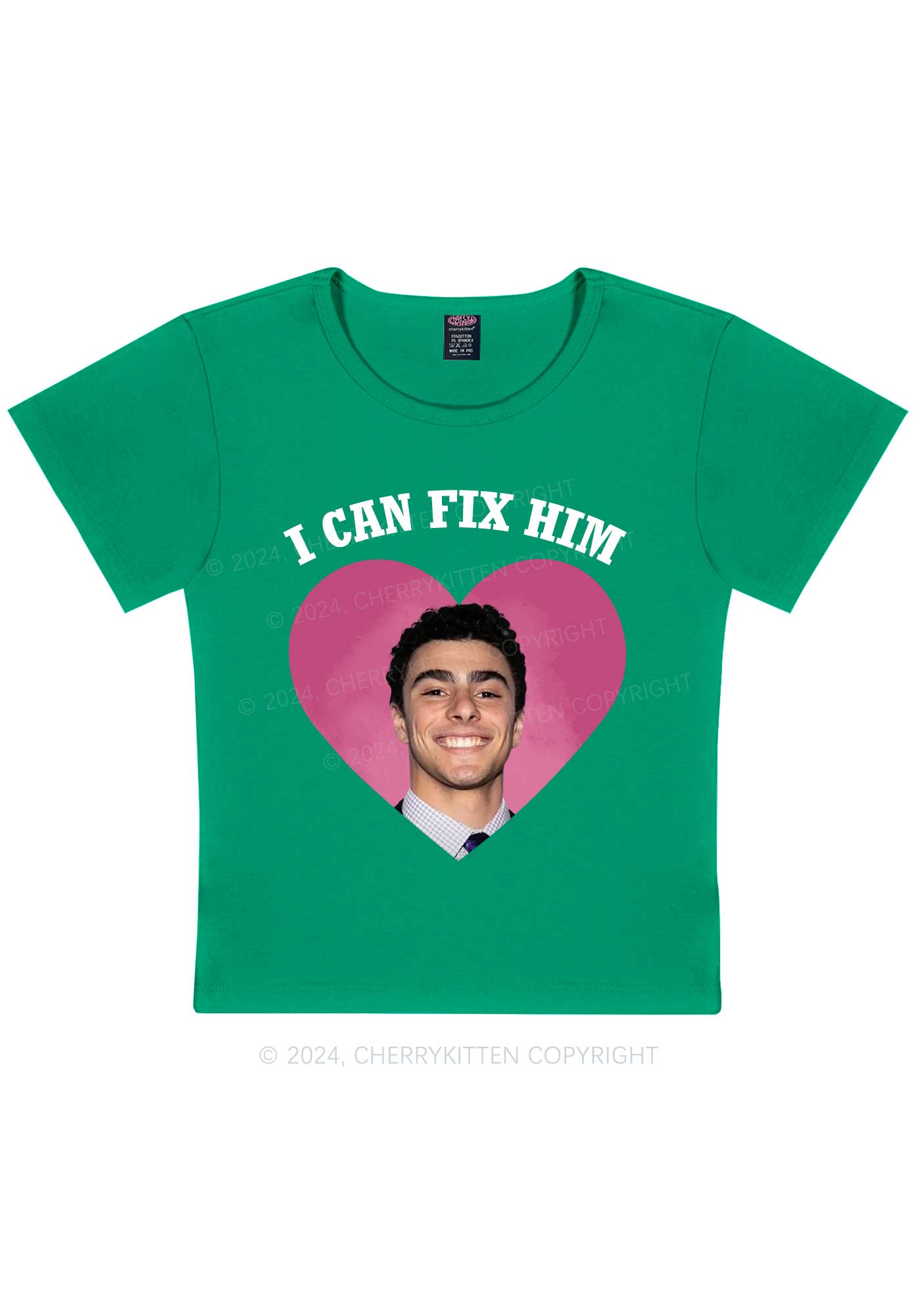 Fix Him Luigi Heart Y2K Baby Tee Cherrykitten