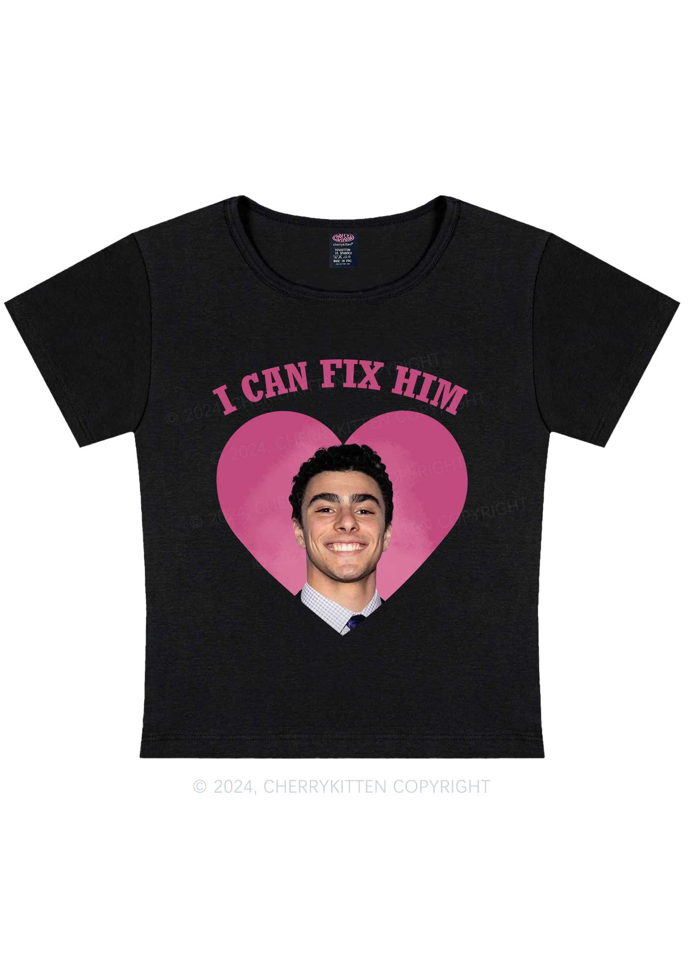 Fix Him Luigi Heart Y2K Baby Tee Cherrykitten