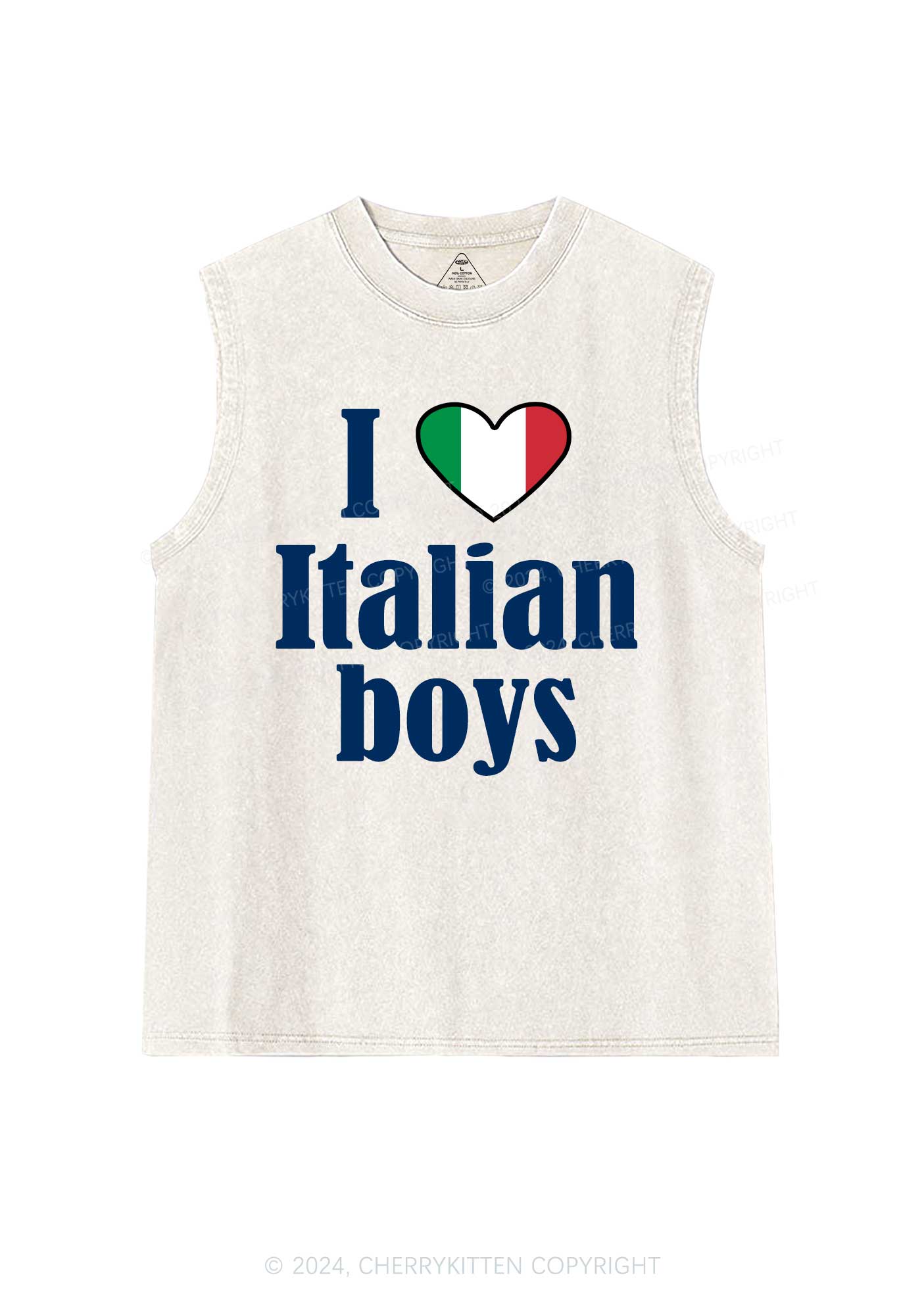 I Love Italian Boys Y2K Washed Tank Cherrykitten