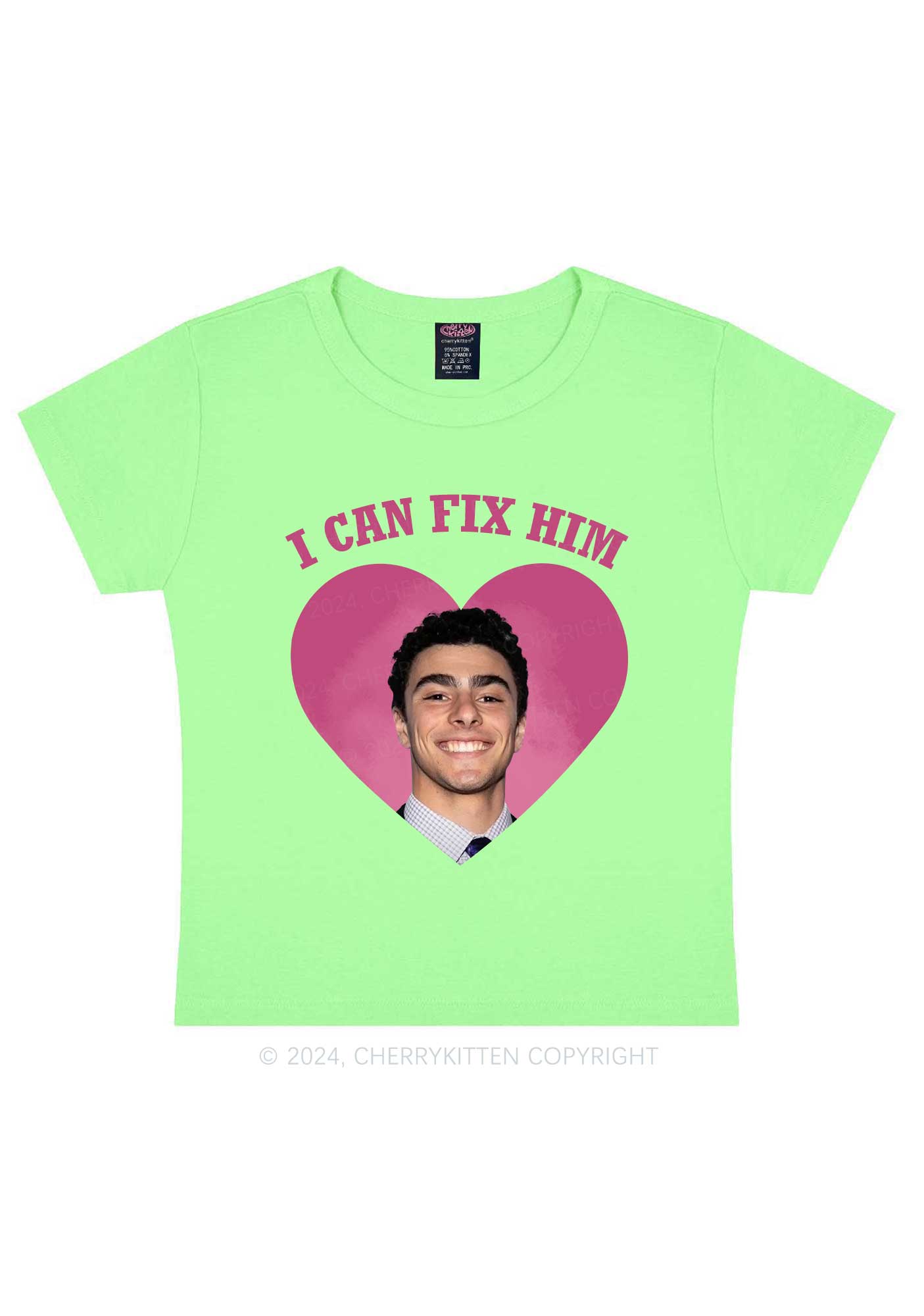 Fix Him Luigi Heart Y2K Baby Tee Cherrykitten