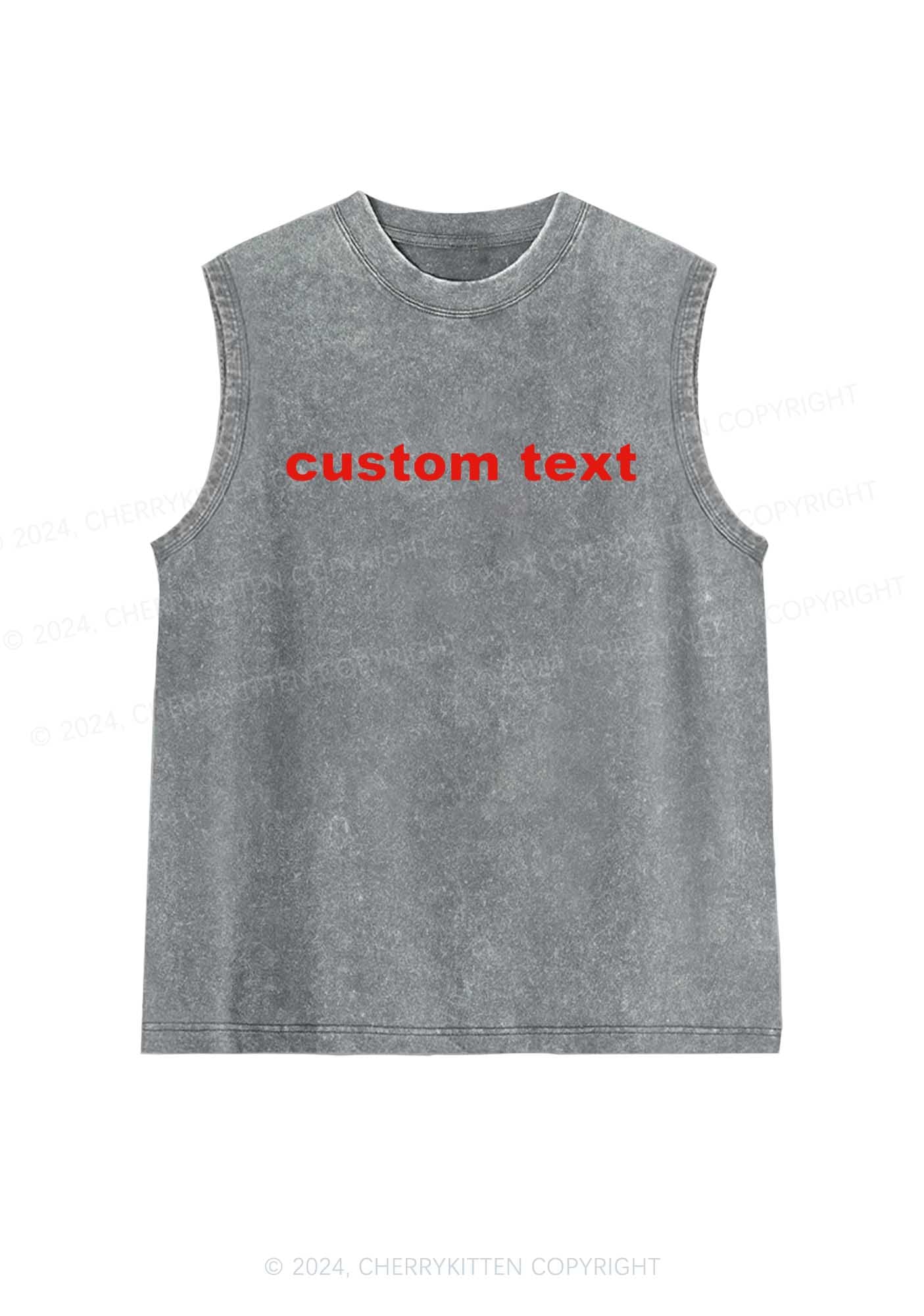 Custom Text Y2K Washed Tank Cherrykitten