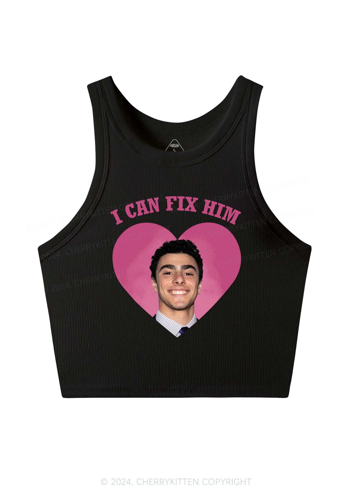 Fix Him Luigi Heart Y2K Crop Tank Top Cherrykitten