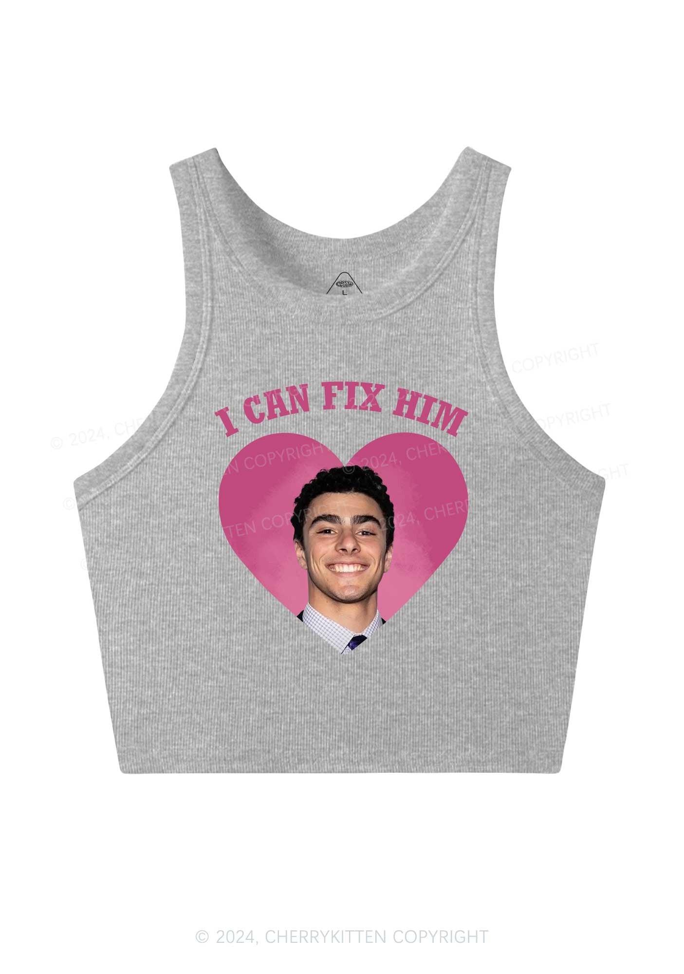 Fix Him Luigi Heart Y2K Crop Tank Top Cherrykitten