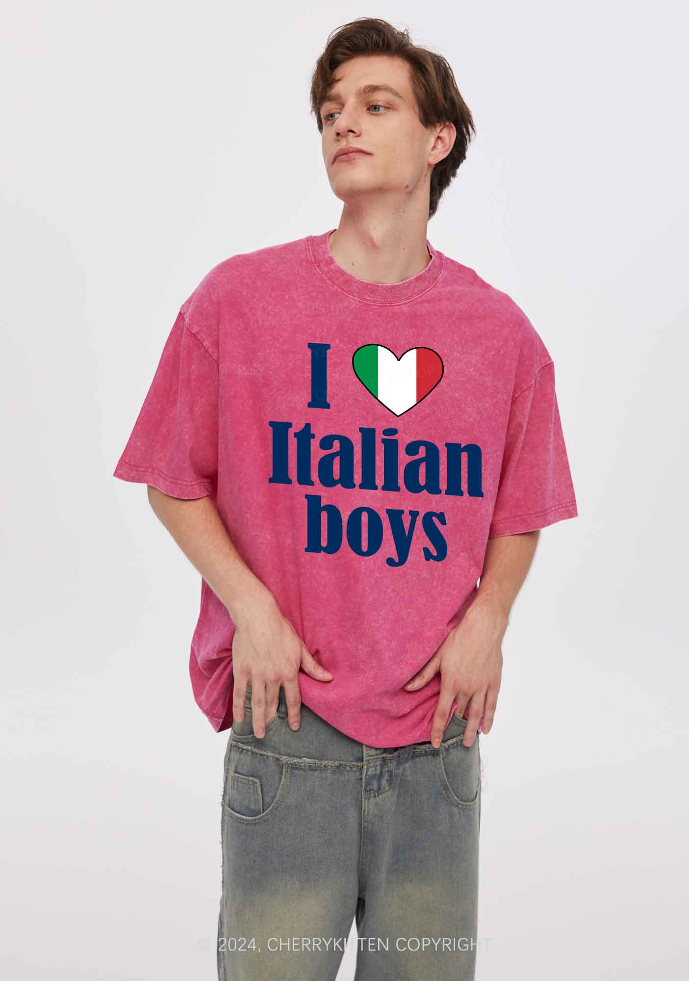 I Love Italian Boys Y2K Washed Tee Cherrykitten