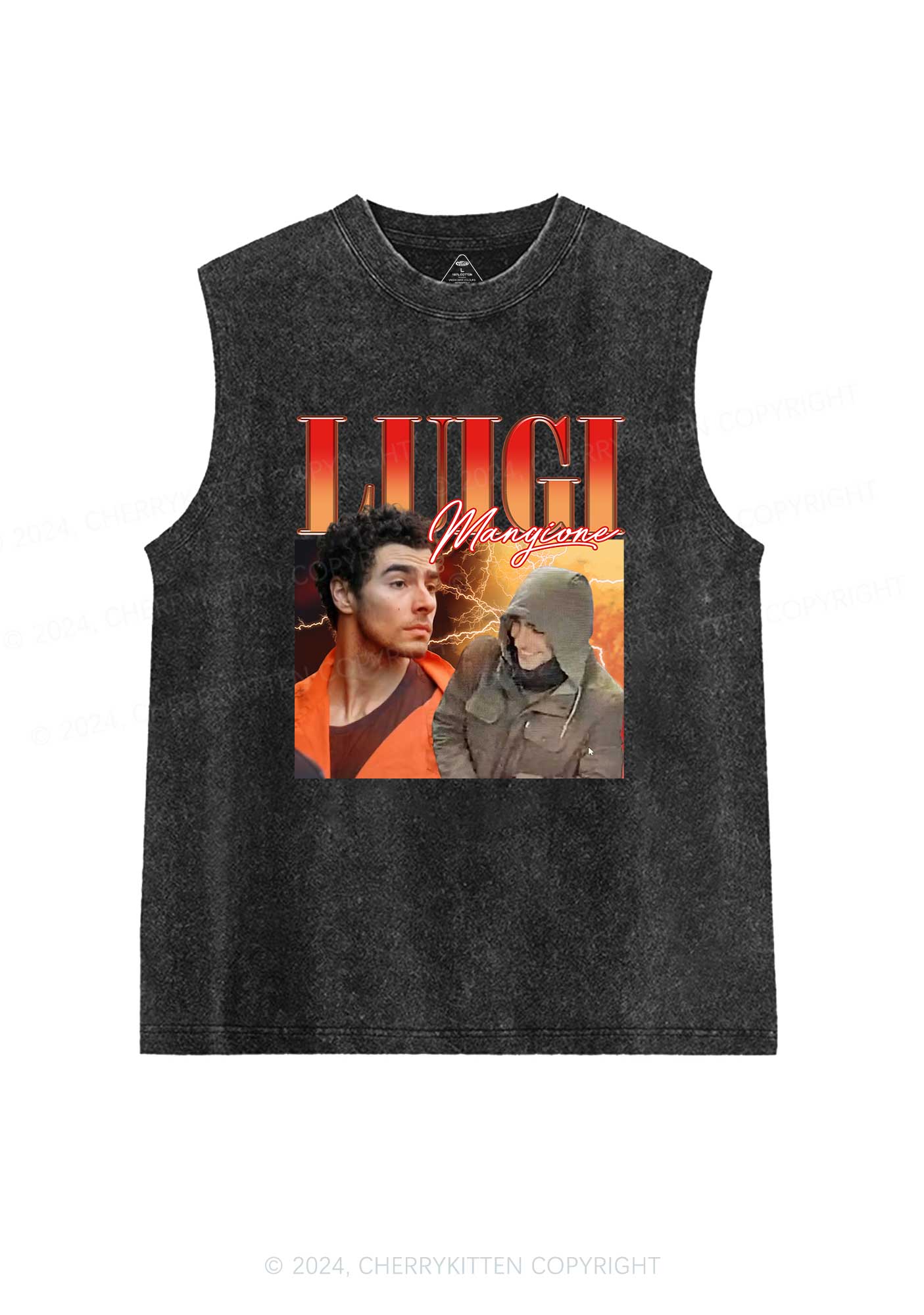 Orange Luigi Y2K Washed Tank Cherrykitten