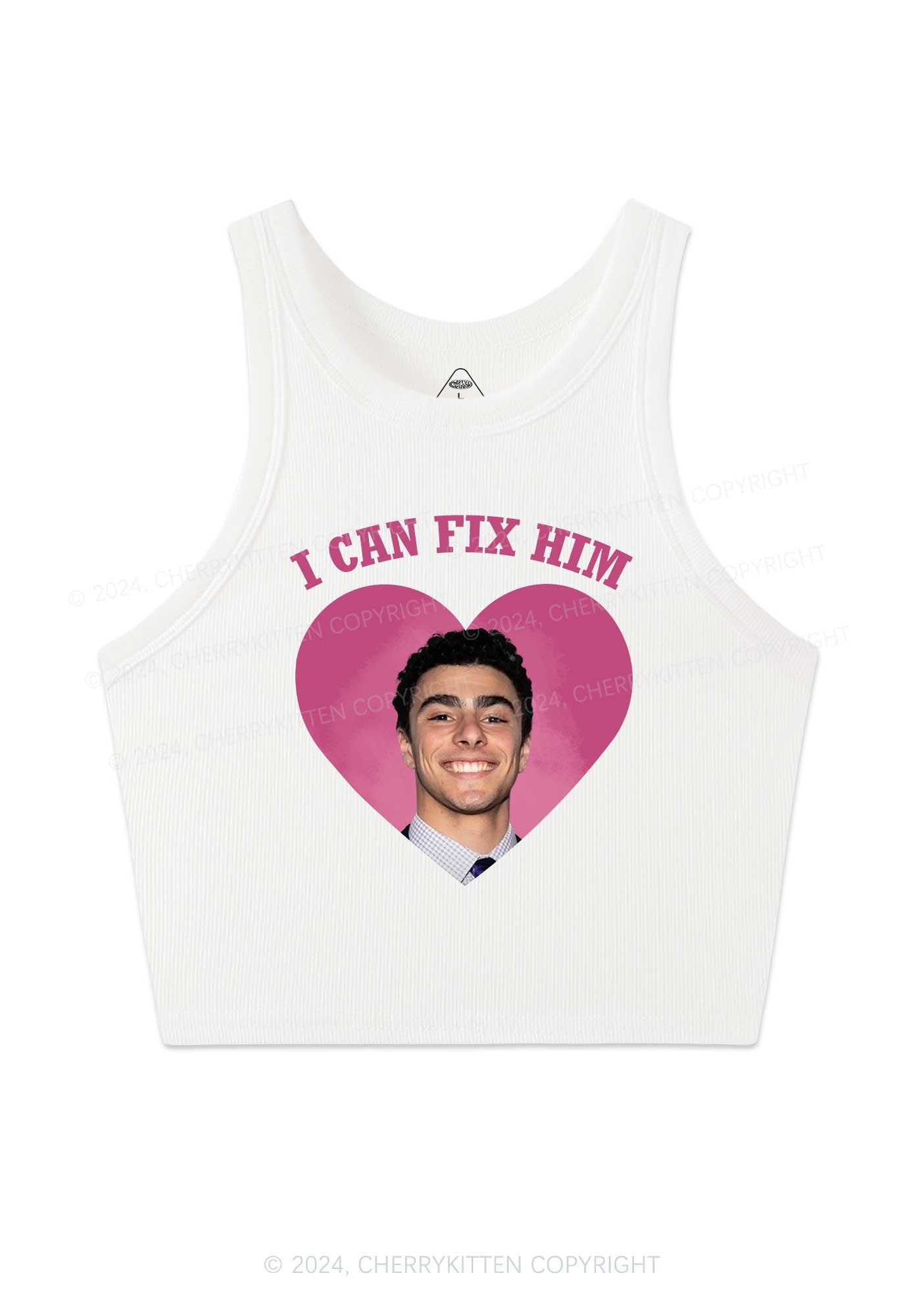 Fix Him Luigi Heart Y2K Crop Tank Top Cherrykitten