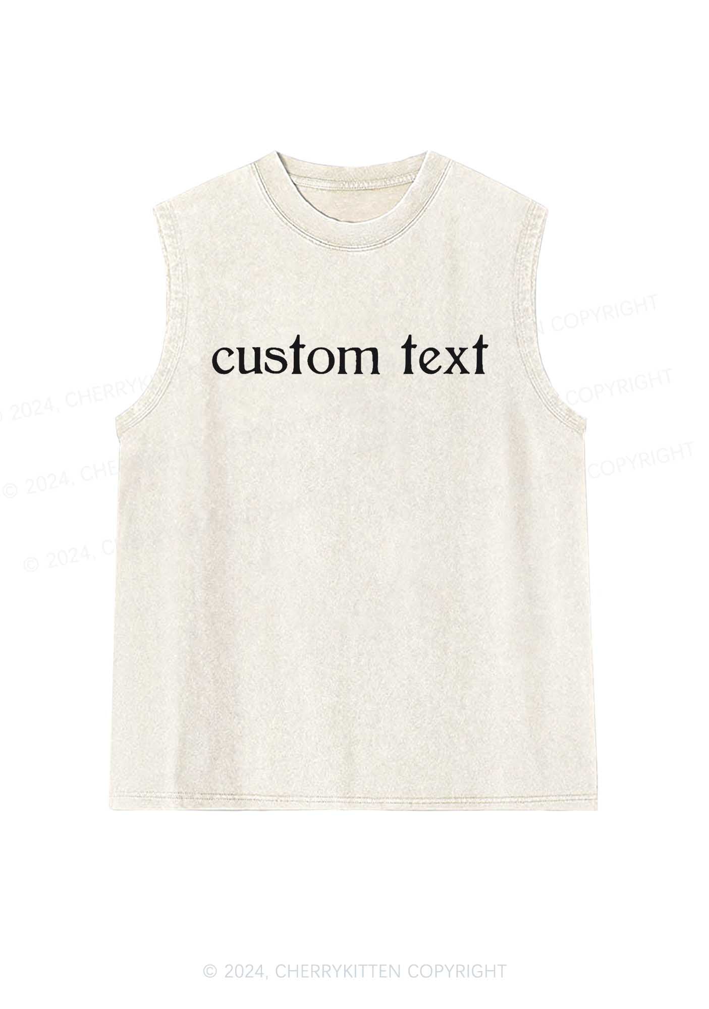 Custom Text Y2K Washed Tank Cherrykitten