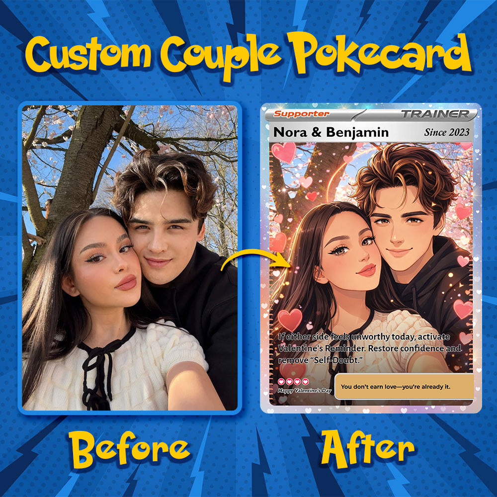 50% OFF💕Personalized Couple Anime Supporter Trainer Card Pokecard
