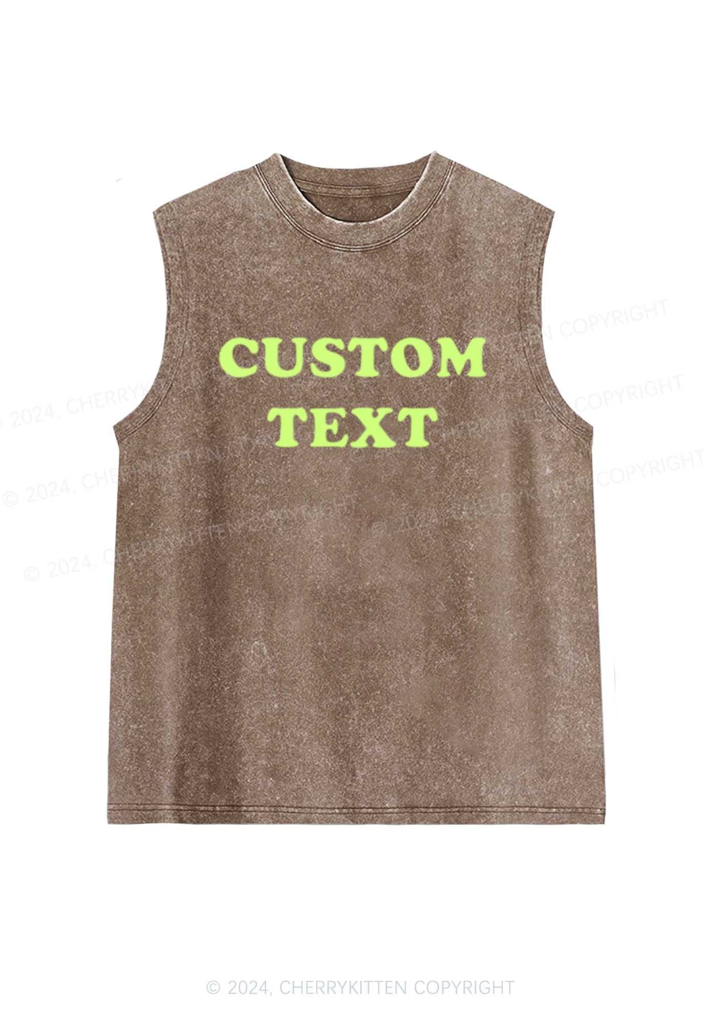 Custom Text Y2K Washed Tank Cherrykitten