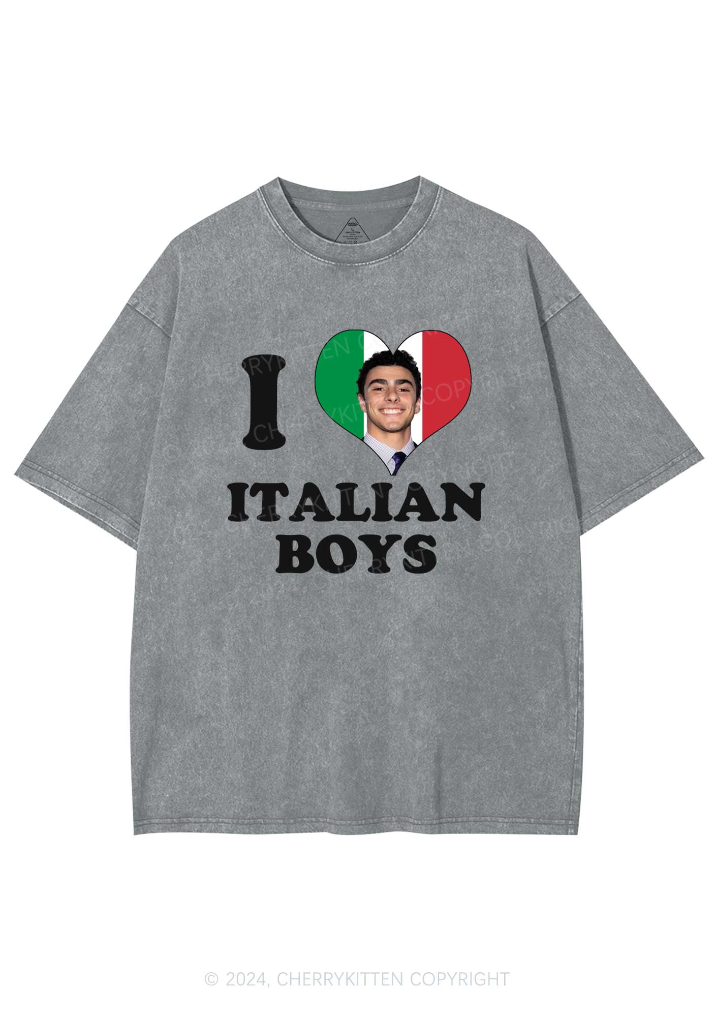 I Love Italian Luigi Y2K Washed Tee Cherrykitten