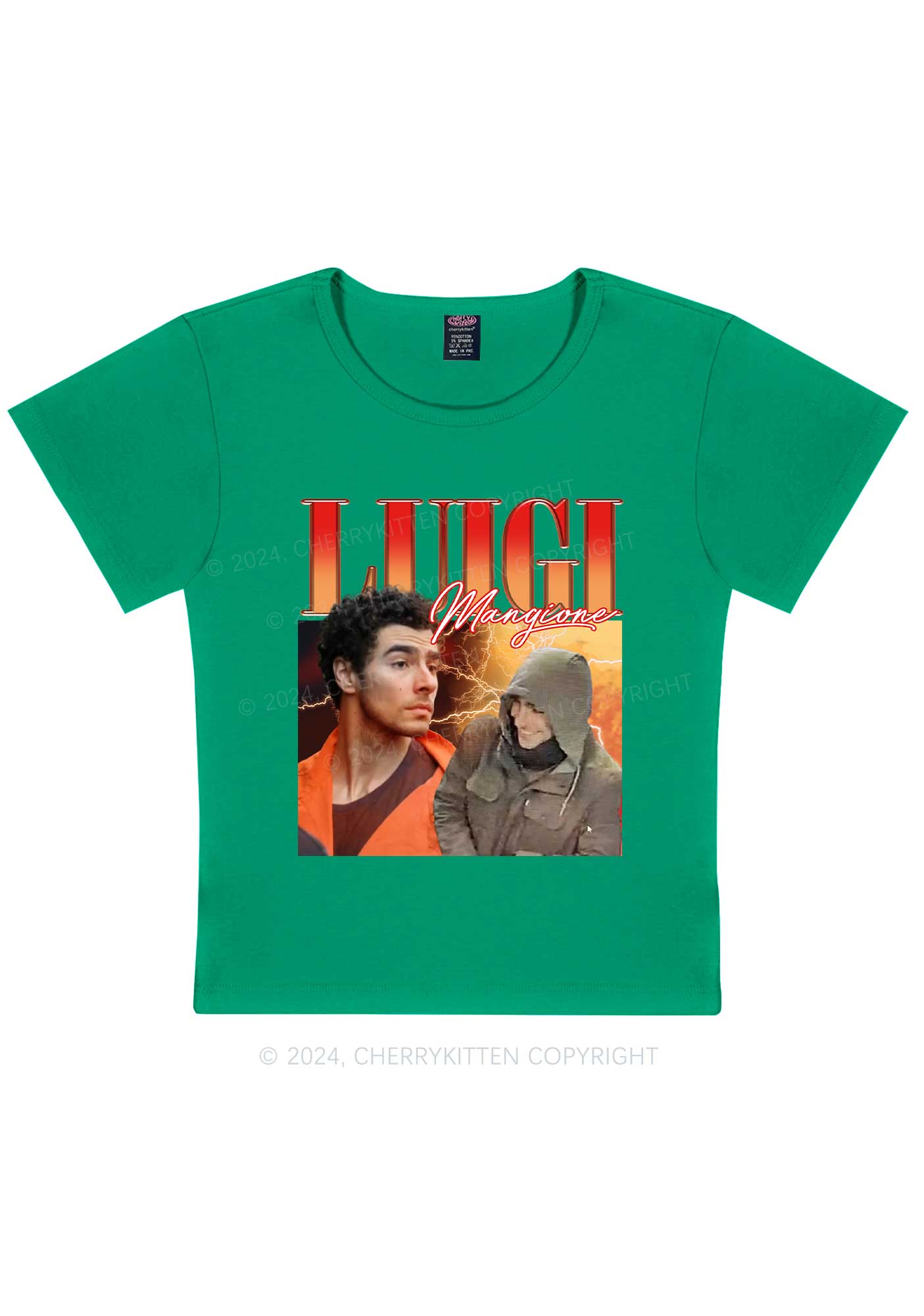 Orange Luigi Y2K Baby Tee Cherrykitten