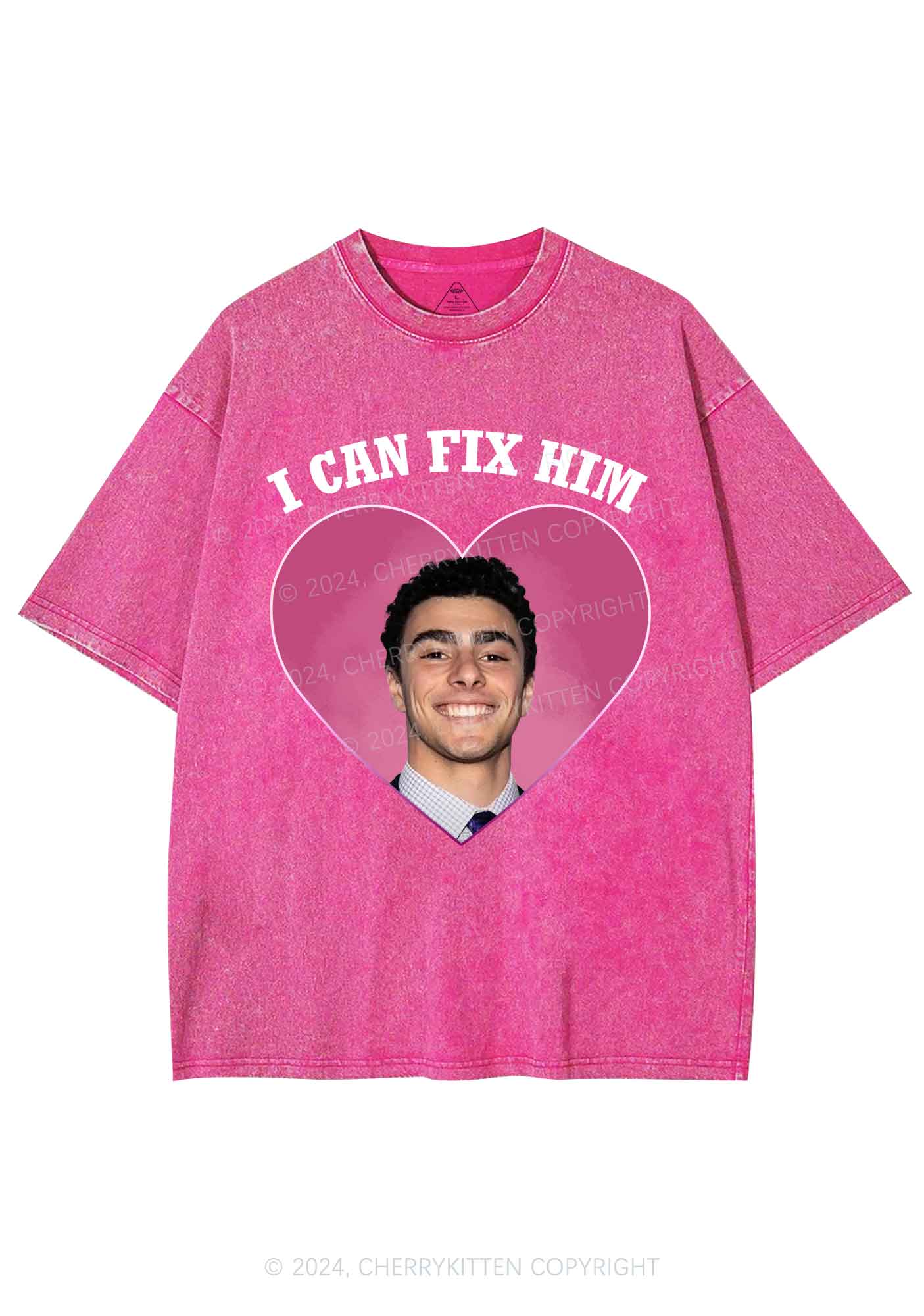 Fix Him Luigi Heart Y2K Washed Tee Cherrykitten