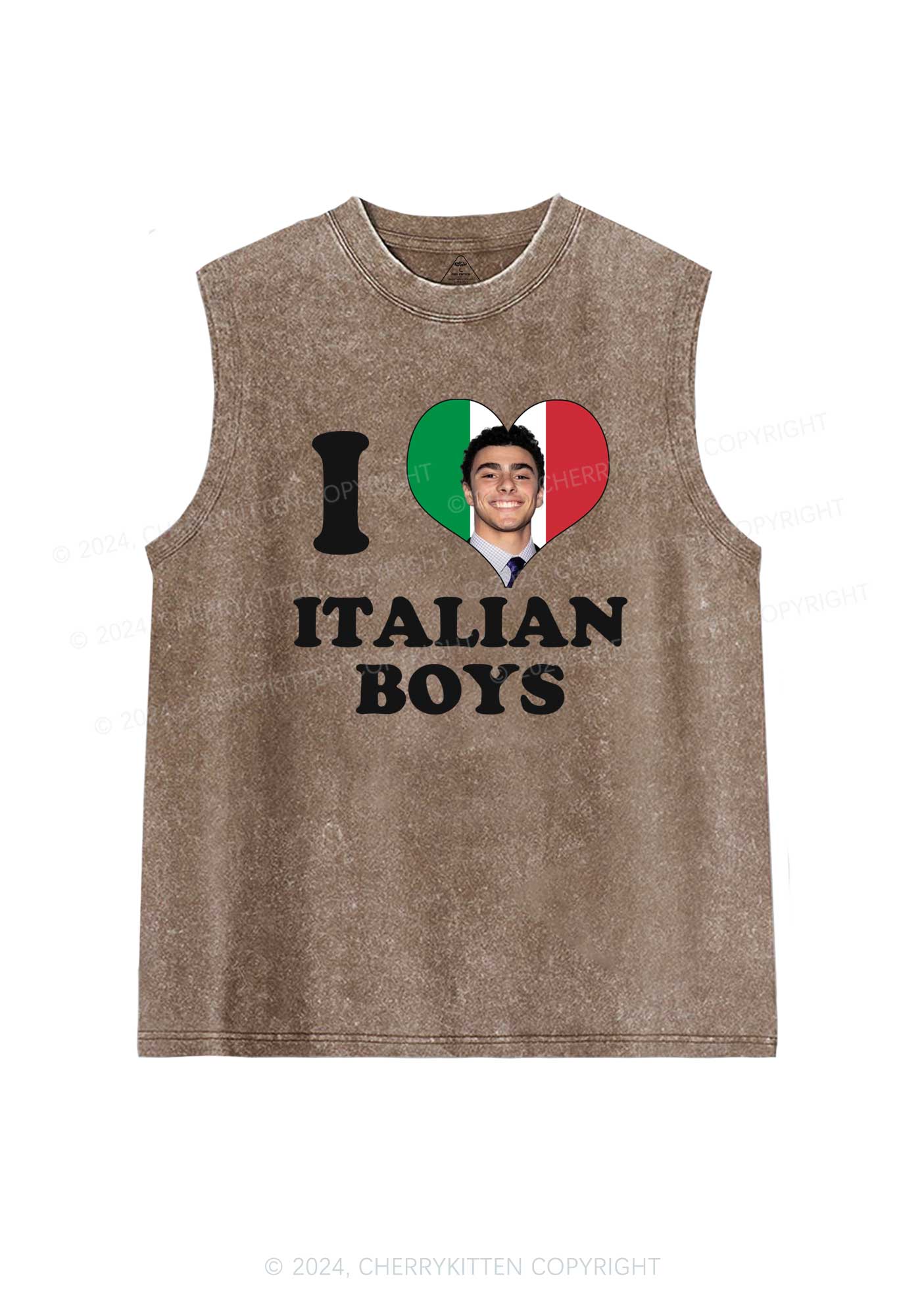 I Love Italian Luigi Y2K Washed Tank Cherrykitten