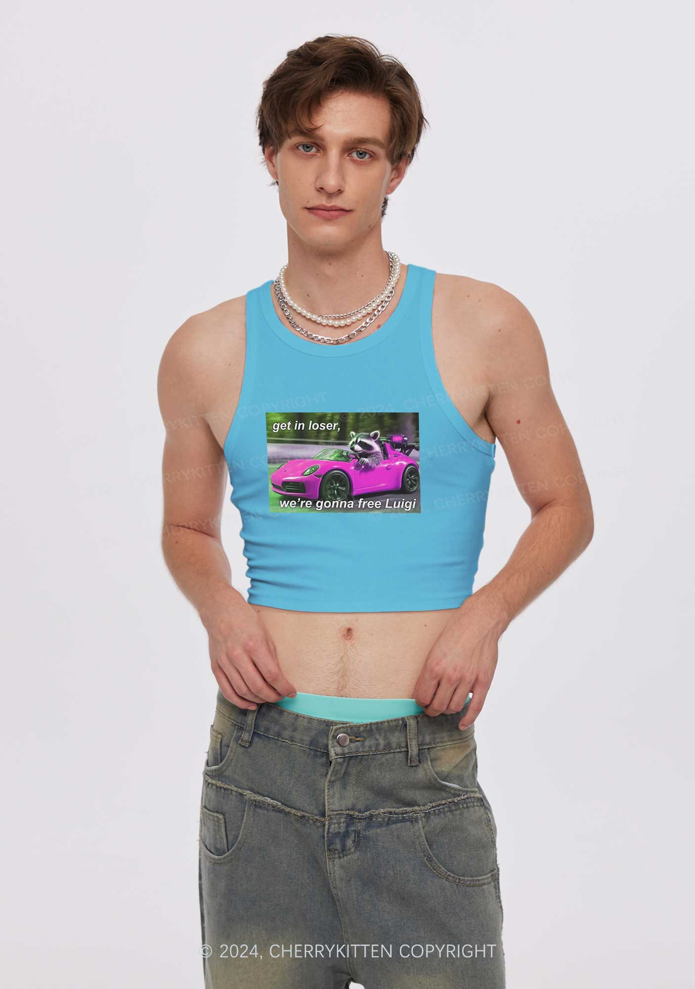 Get In Loser Free Him Y2K Crop Tank Top Cherrykitten