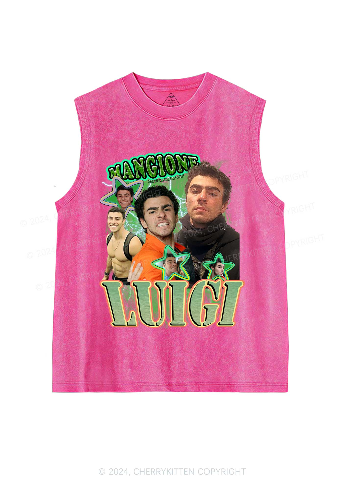 Green Star Luigi Y2K Washed Tank Cherrykitten