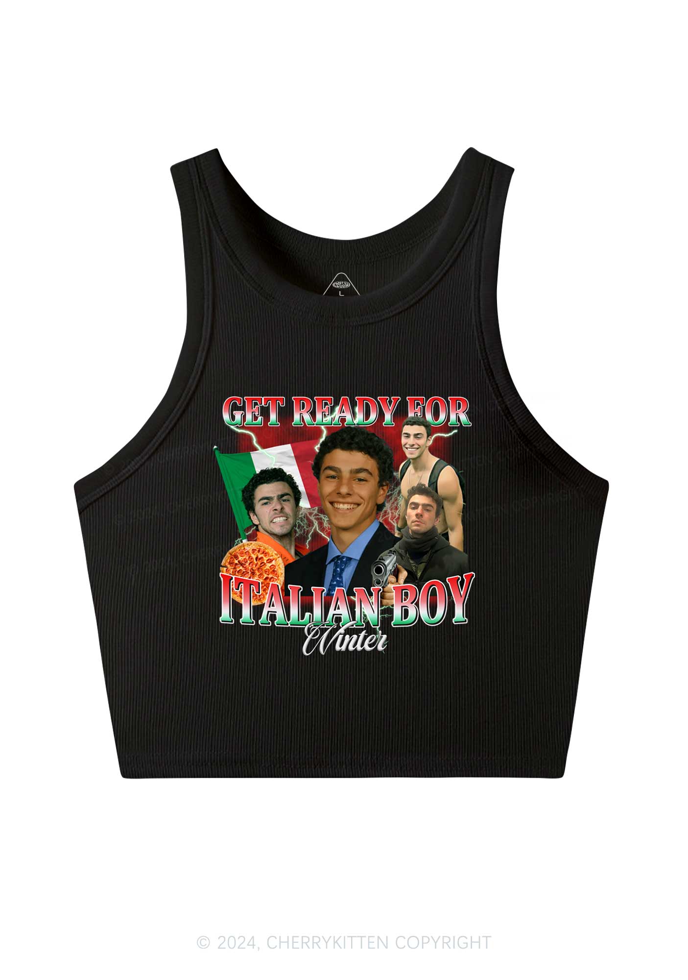 Italian Boy Winter Luigi Y2K Crop Tank Top Cherrykitten