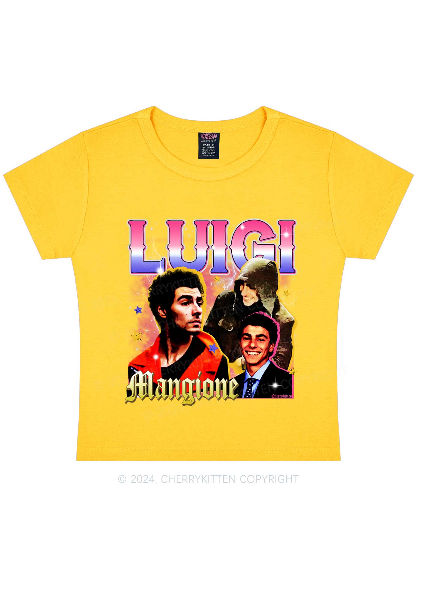 Luigi Yellow Star Y2K Baby Tee Cherrykitten