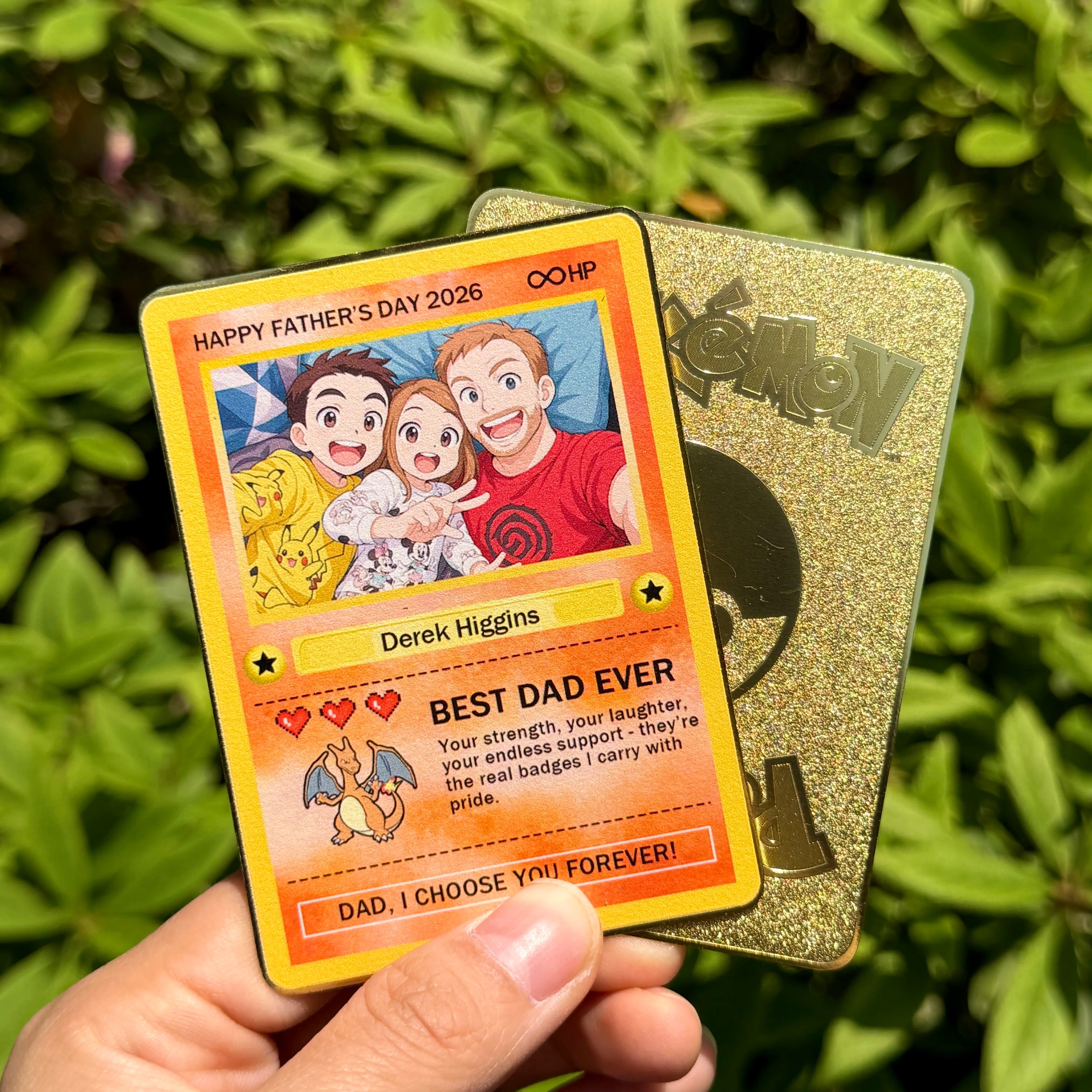 Custom Anime Photo "Best Dad Ever" Base Set Card Pokecard