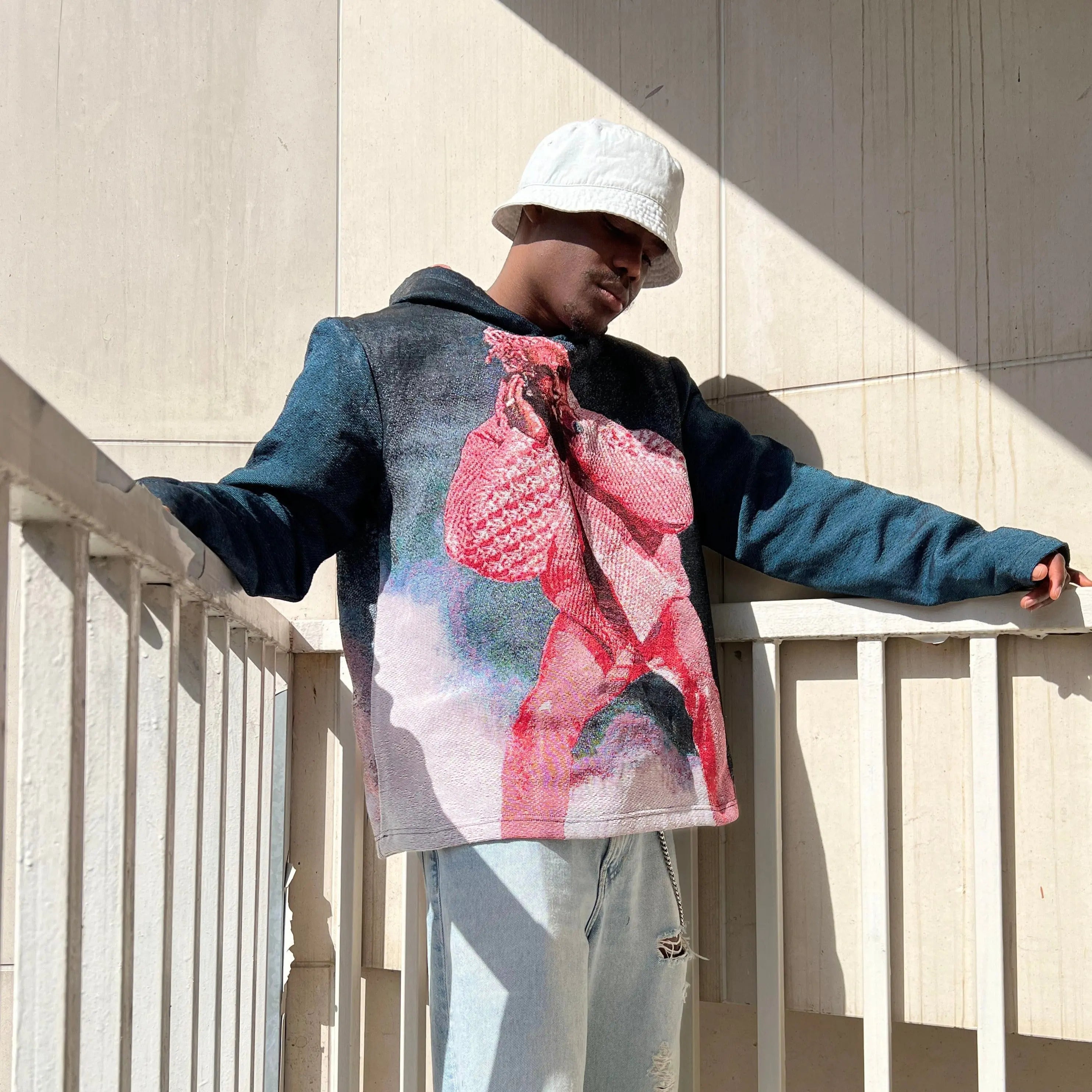 PINK THUG TAPESTRY HOODIE