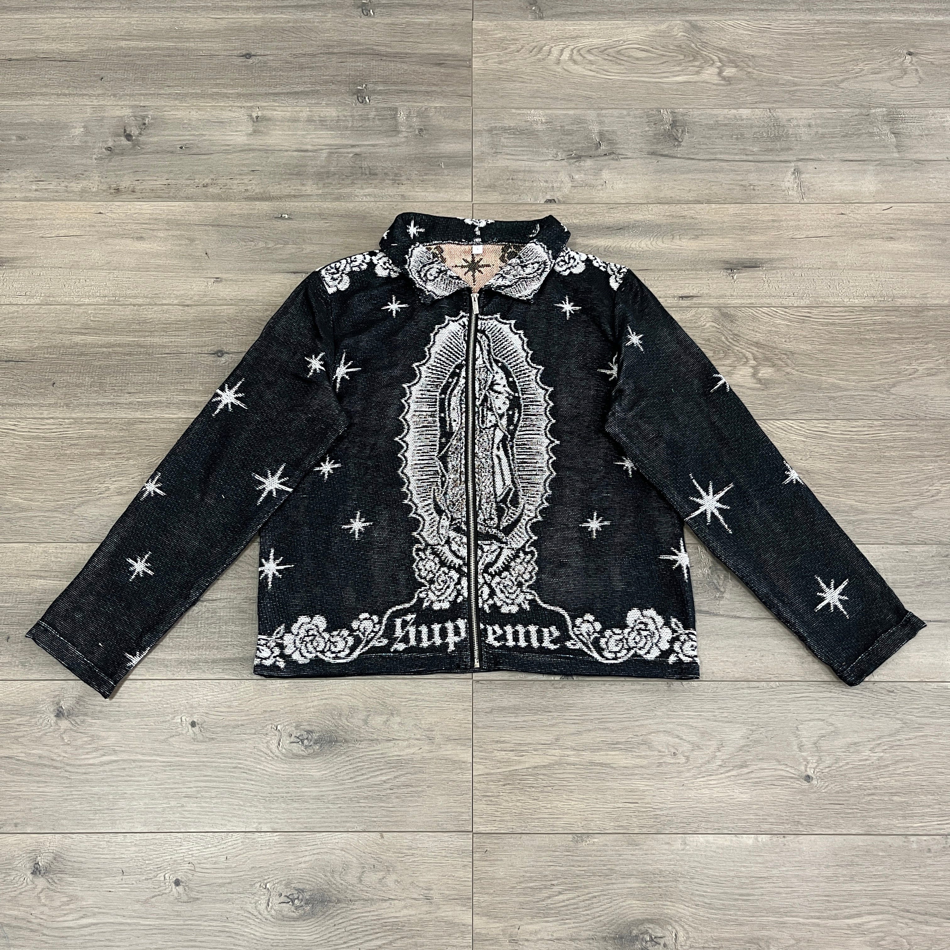 VIRGENCITA BLACK TAPESTRY JACKET