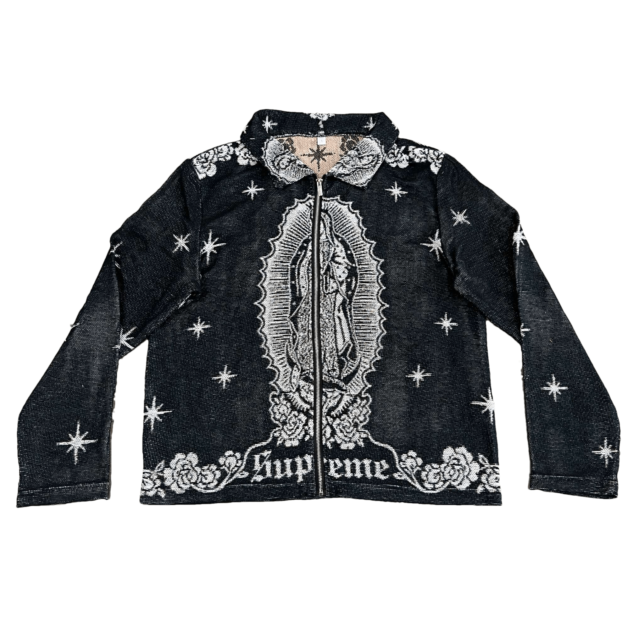 VIRGENCITA BLACK TAPESTRY JACKET